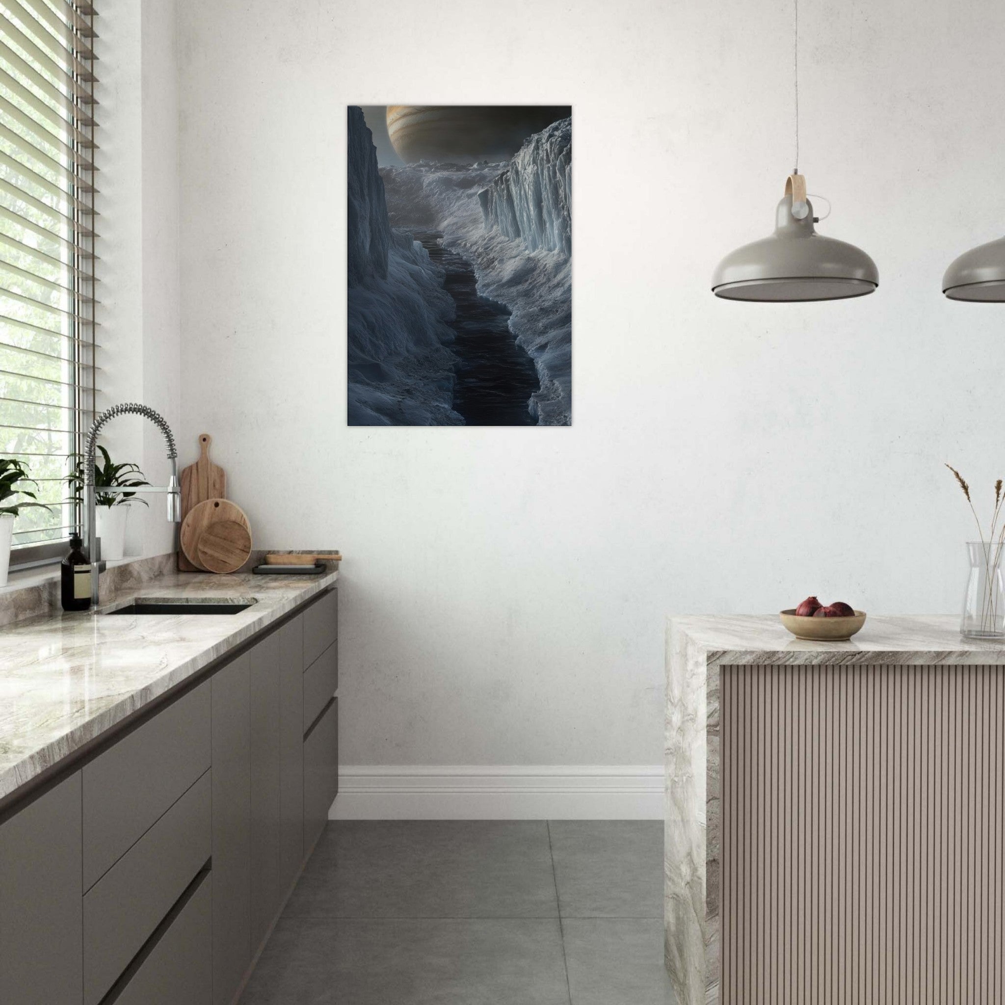 Canvas Portrait - The Frozen Wasteland of Europa An expedition tea 2 - Shop Ai Art WebShop - Digital Art online Store