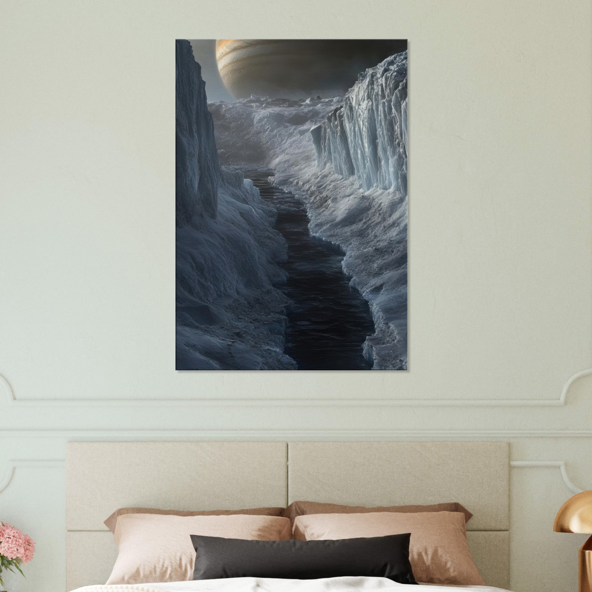 Canvas Portrait - The Frozen Wasteland of Europa An expedition tea 2 - Shop Ai Art WebShop - Digital Art online Store