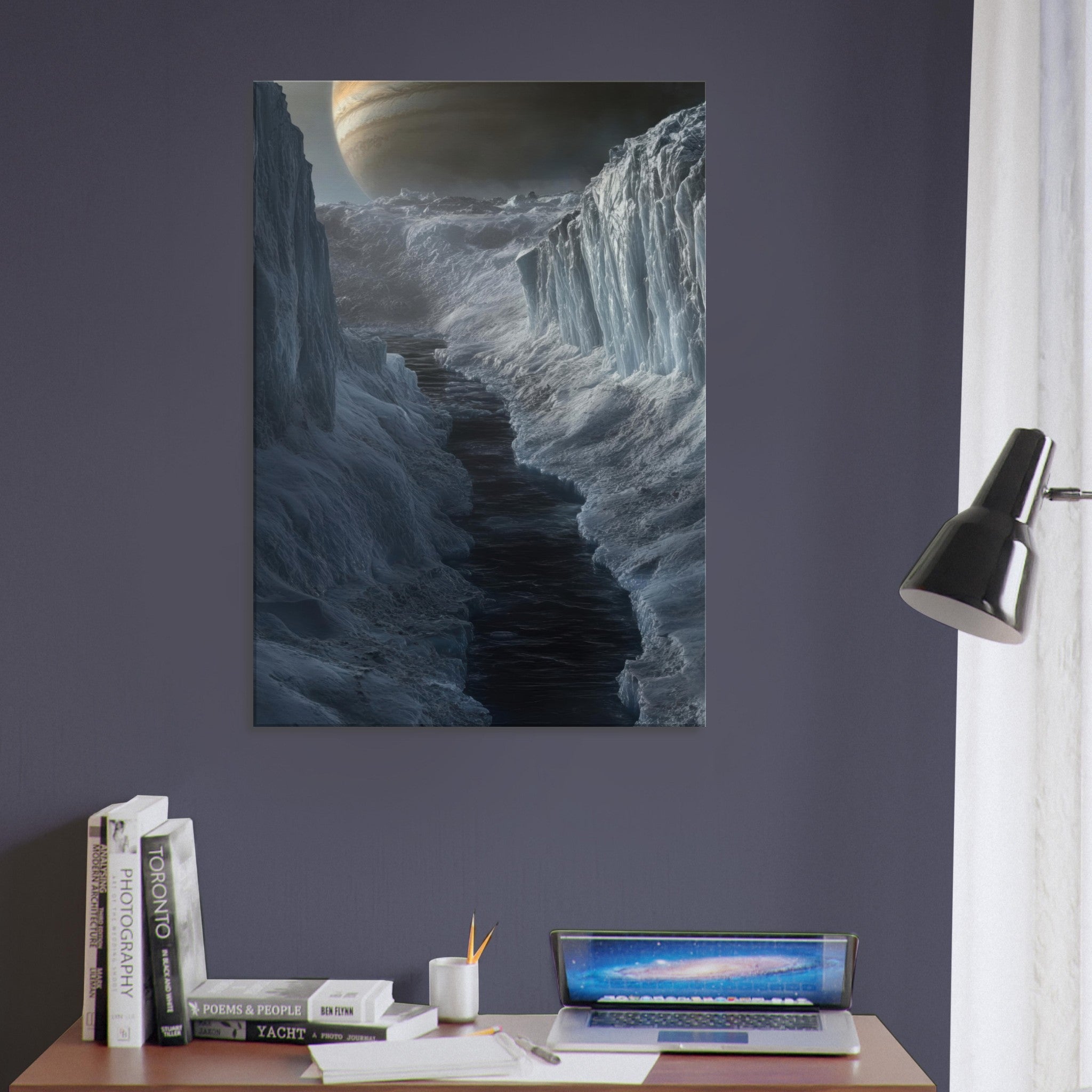 Canvas Portrait - The Frozen Wasteland of Europa An expedition tea 2 - Shop Ai Art WebShop - Digital Art online Store