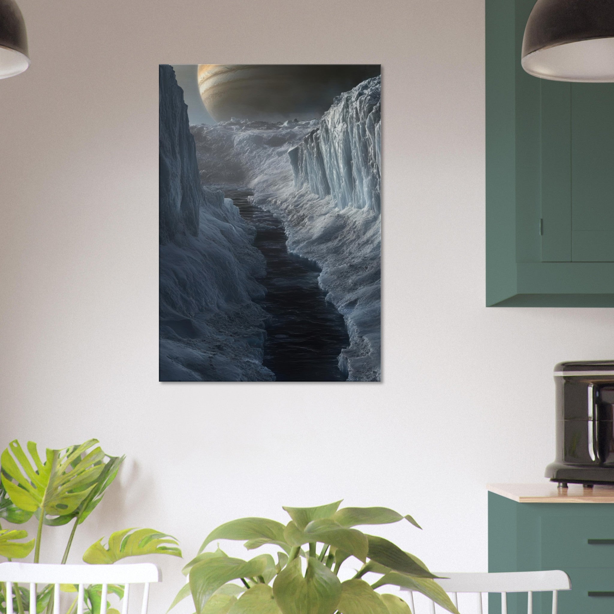Canvas Portrait - The Frozen Wasteland of Europa An expedition tea 2 - Shop Ai Art WebShop - Digital Art online Store
