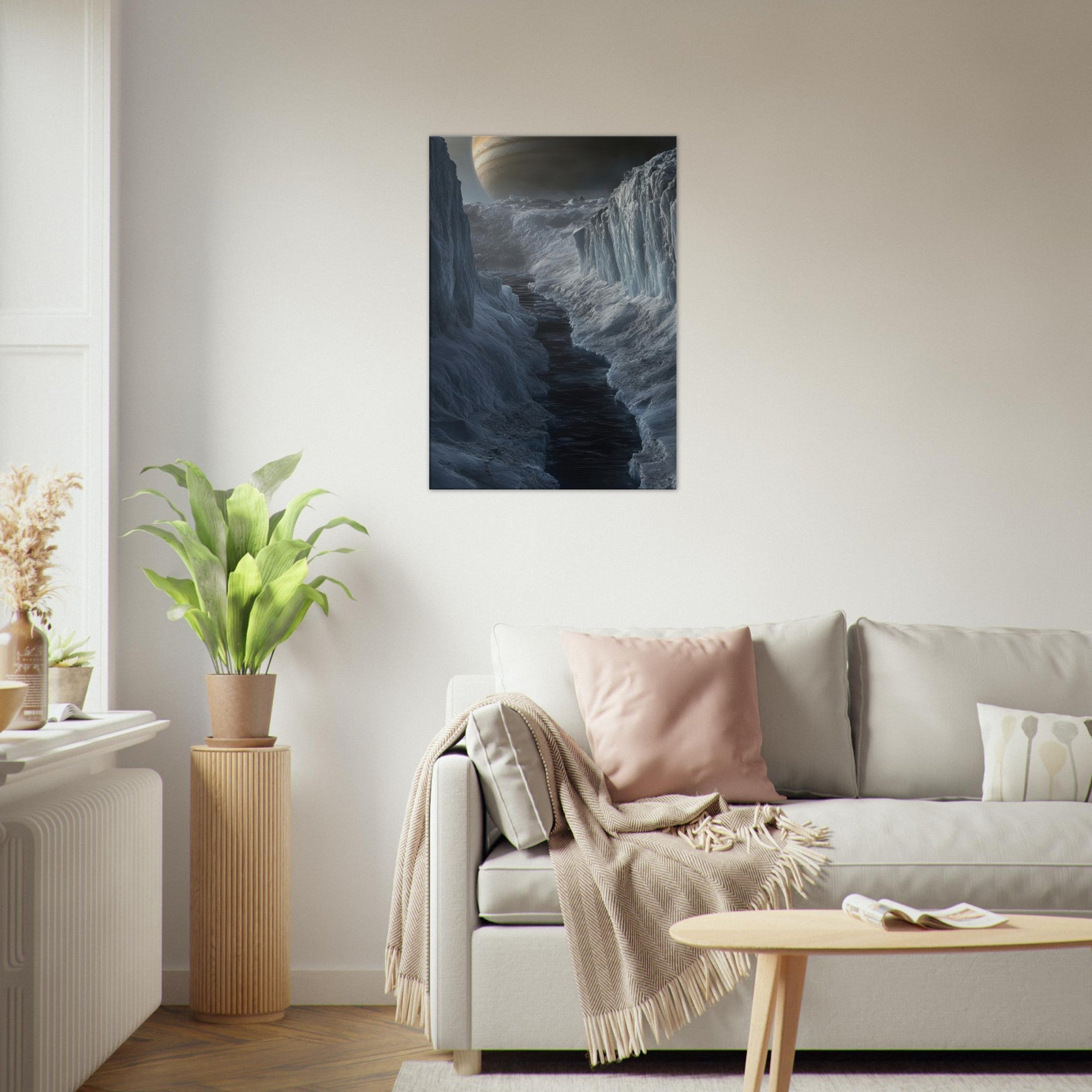 Canvas Portrait - The Frozen Wasteland of Europa An expedition tea 2 - Shop Ai Art WebShop - Digital Art online Store