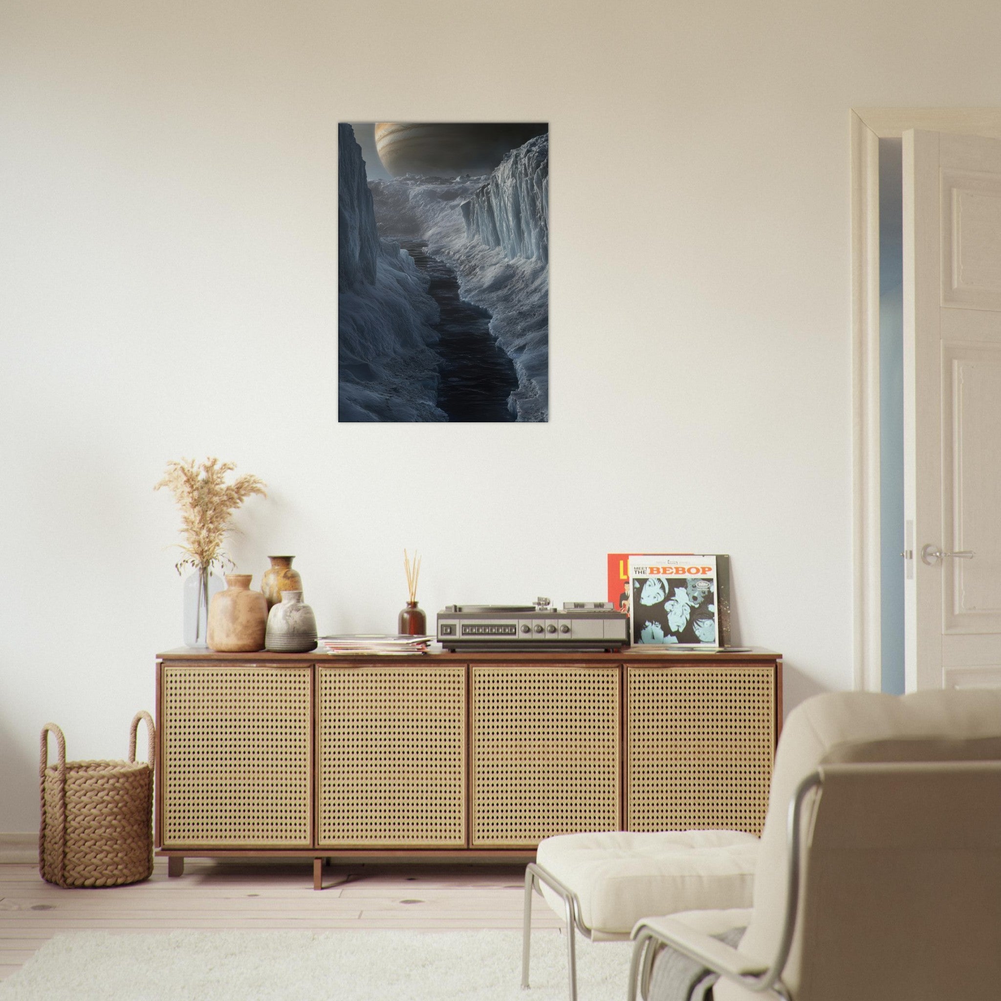 Canvas Portrait - The Frozen Wasteland of Europa An expedition tea 2 - Shop Ai Art WebShop - Digital Art online Store