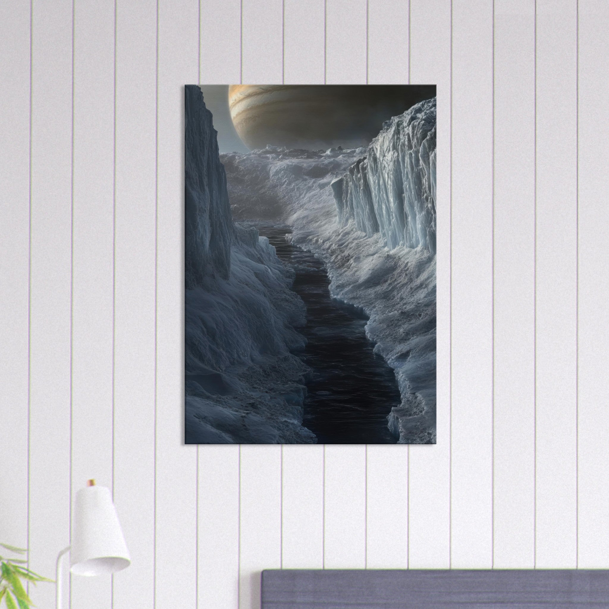 Canvas Portrait - The Frozen Wasteland of Europa An expedition tea 2 - Shop Ai Art WebShop - Digital Art online Store