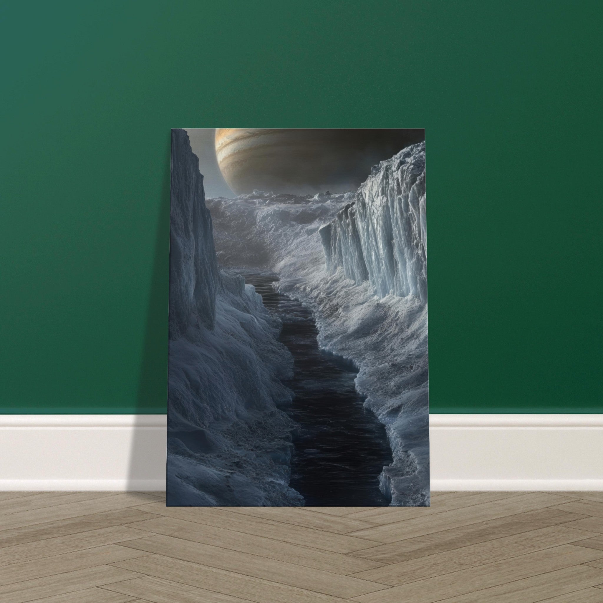 Canvas Portrait - The Frozen Wasteland of Europa An expedition tea 2 - Shop Ai Art WebShop - Digital Art online Store