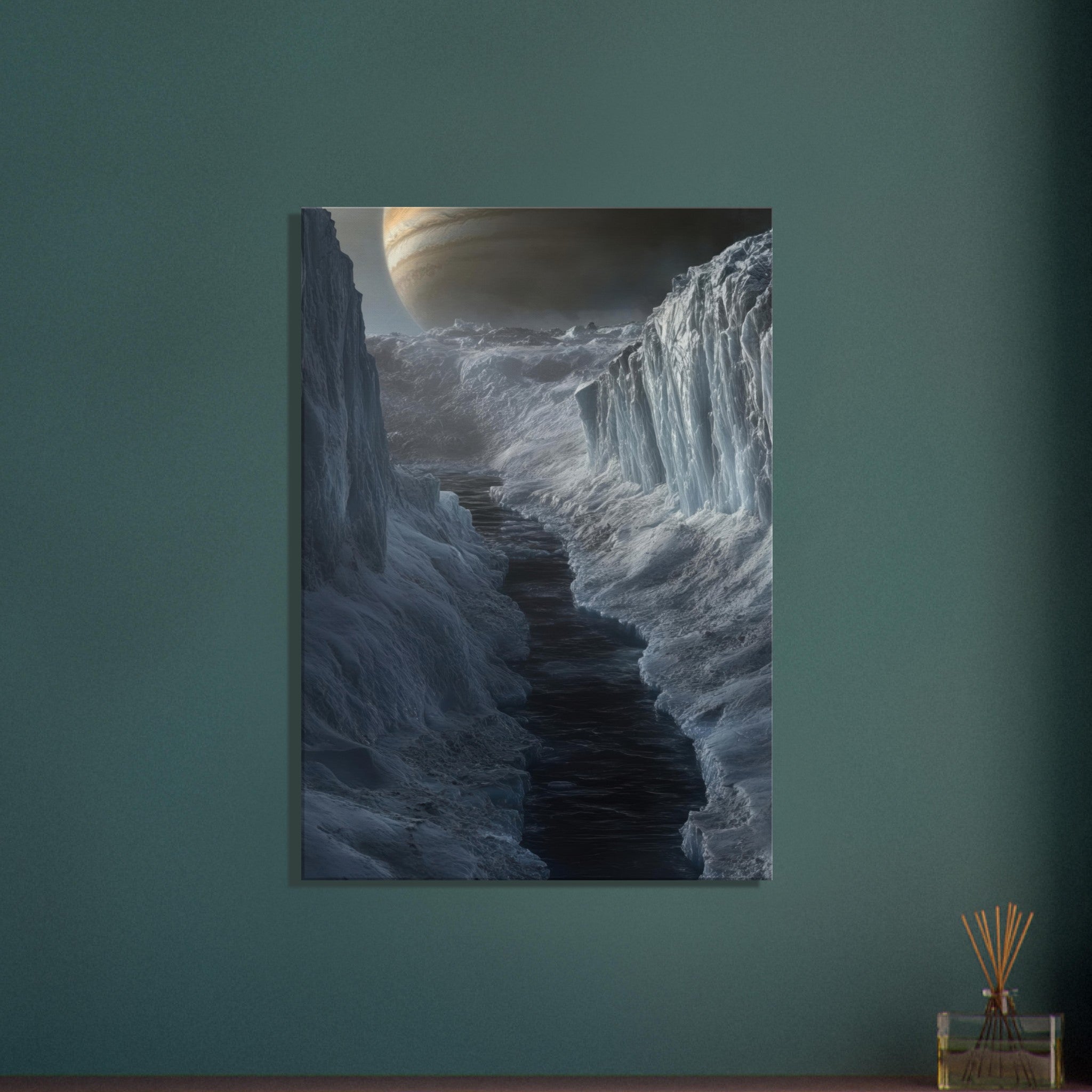 Canvas Portrait - The Frozen Wasteland of Europa An expedition tea 2 - Shop Ai Art WebShop - Digital Art online Store