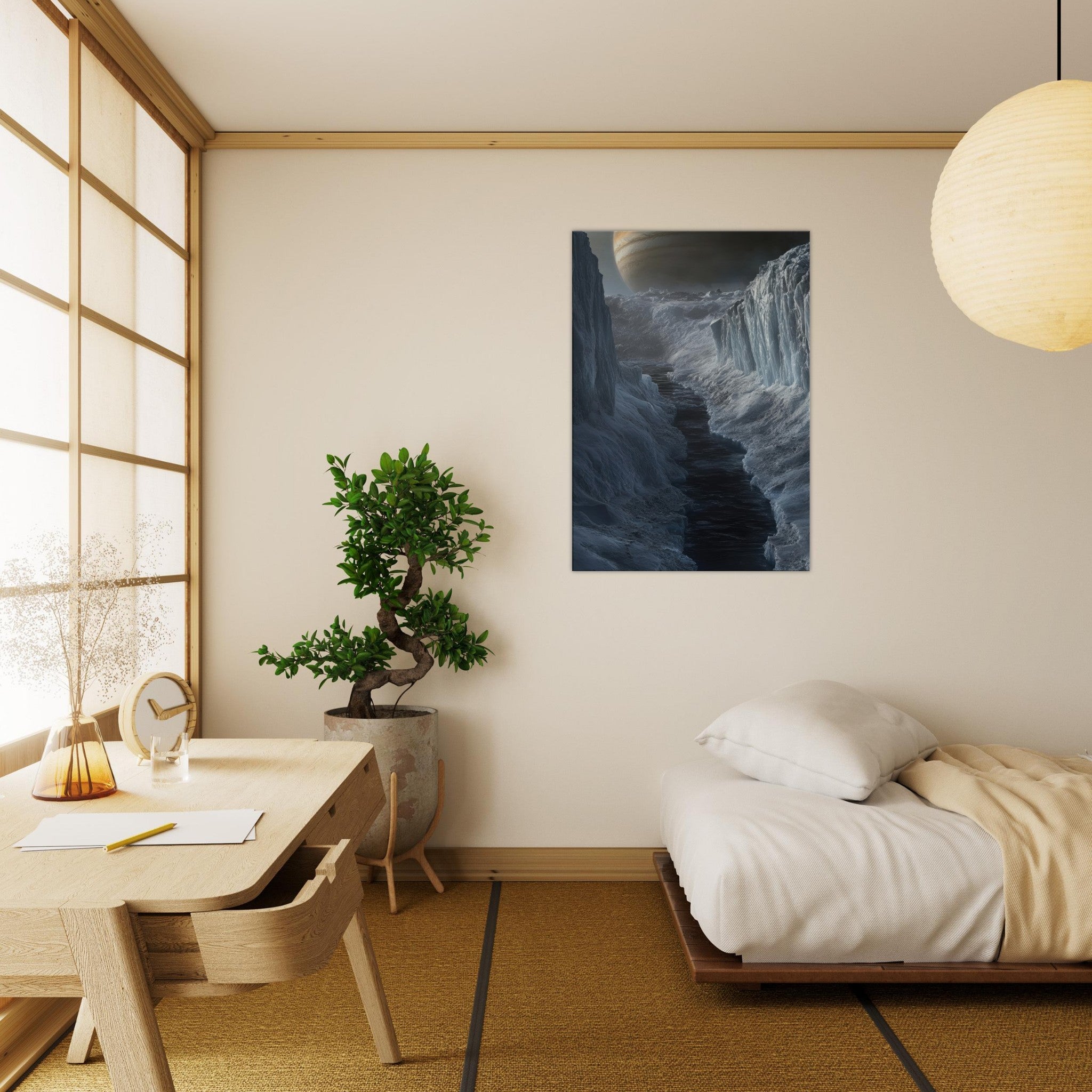 Canvas Portrait - The Frozen Wasteland of Europa An expedition tea 2 - Shop Ai Art WebShop - Digital Art online Store