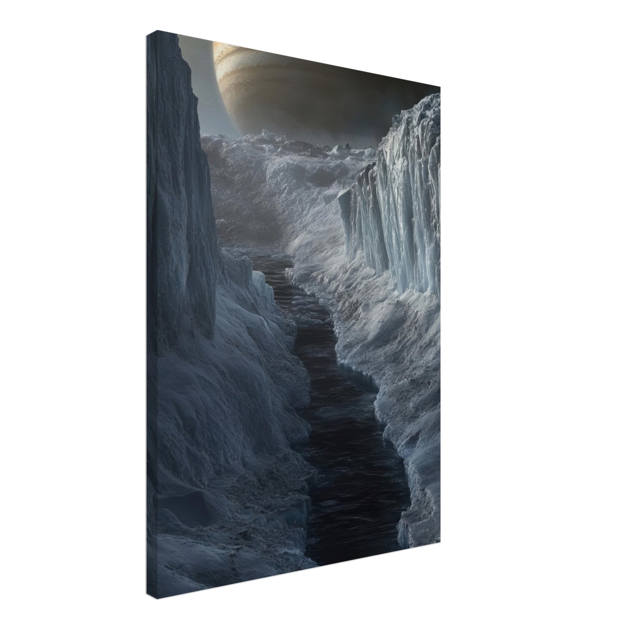 Canvas Portrait - The Frozen Wasteland of Europa An expedition tea 2 - Shop Ai Art WebShop - Digital Art online Store