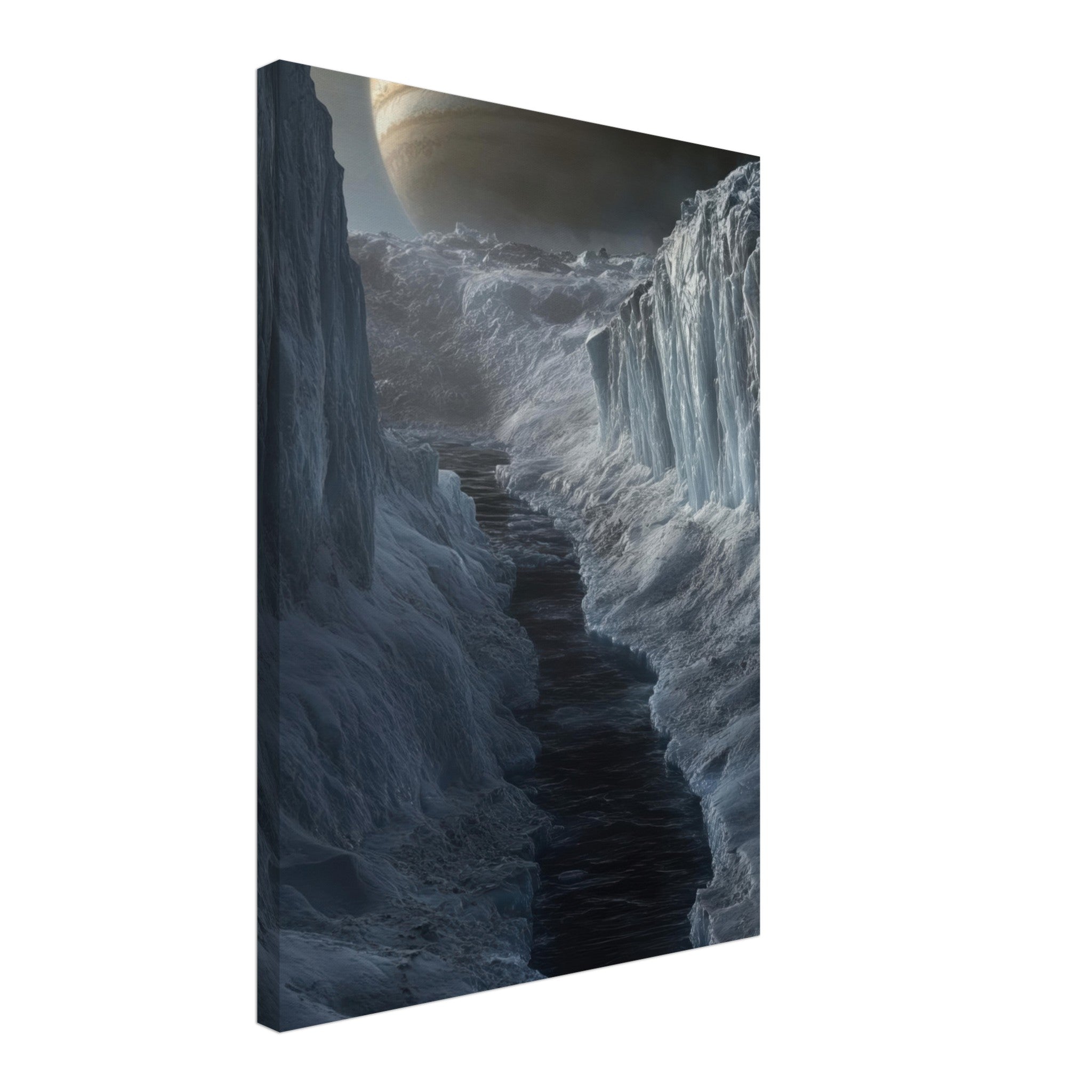 Canvas Portrait - The Frozen Wasteland of Europa An expedition tea 2 - Shop Ai Art WebShop - Digital Art online Store