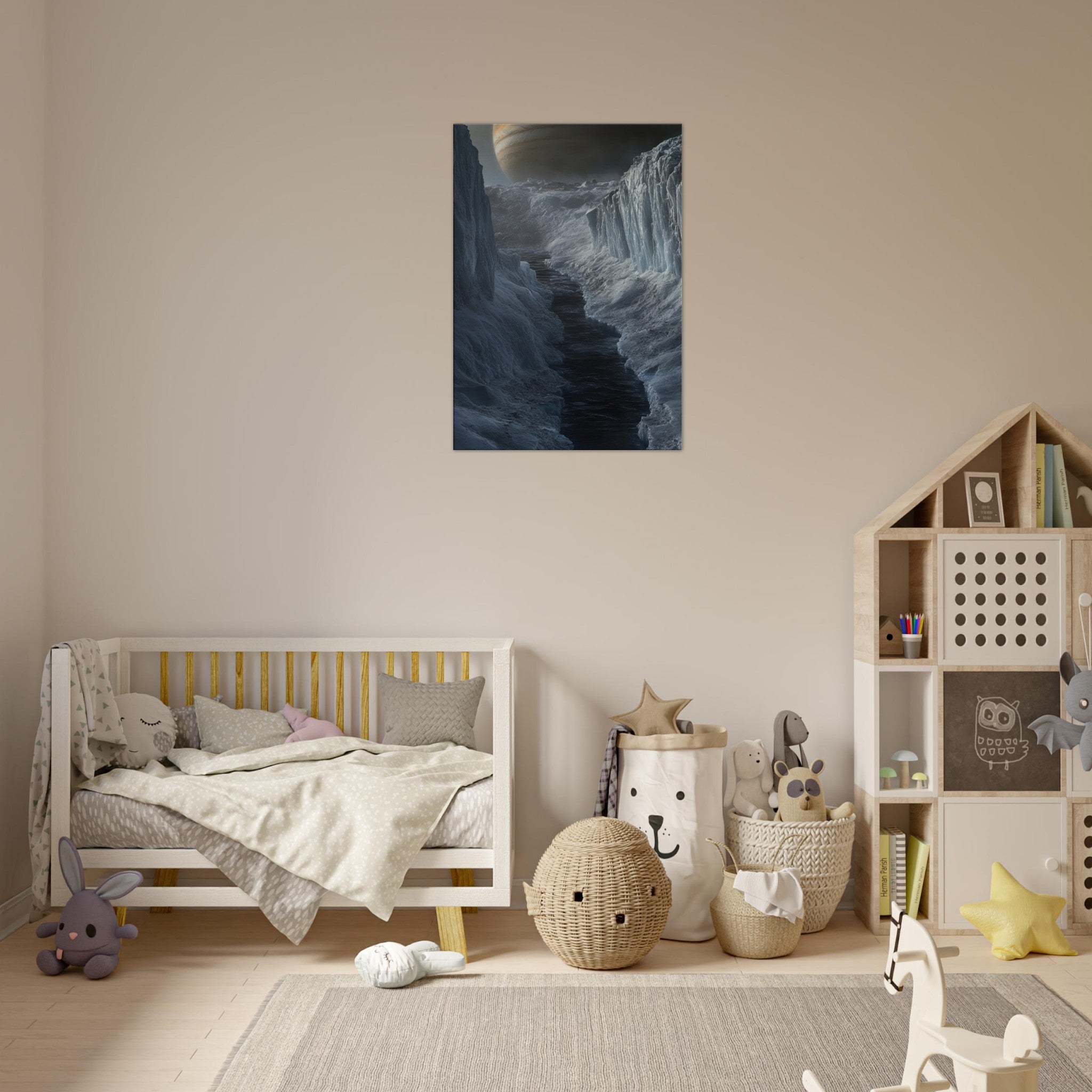 Canvas Portrait - The Frozen Wasteland of Europa An expedition tea 2 - Shop Ai Art WebShop - Digital Art online Store