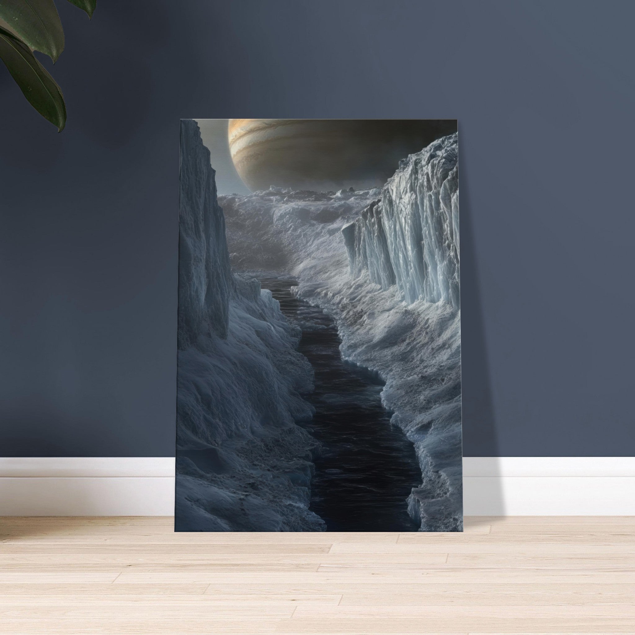 Canvas Portrait - The Frozen Wasteland of Europa An expedition tea 2 - Shop Ai Art WebShop - Digital Art online Store