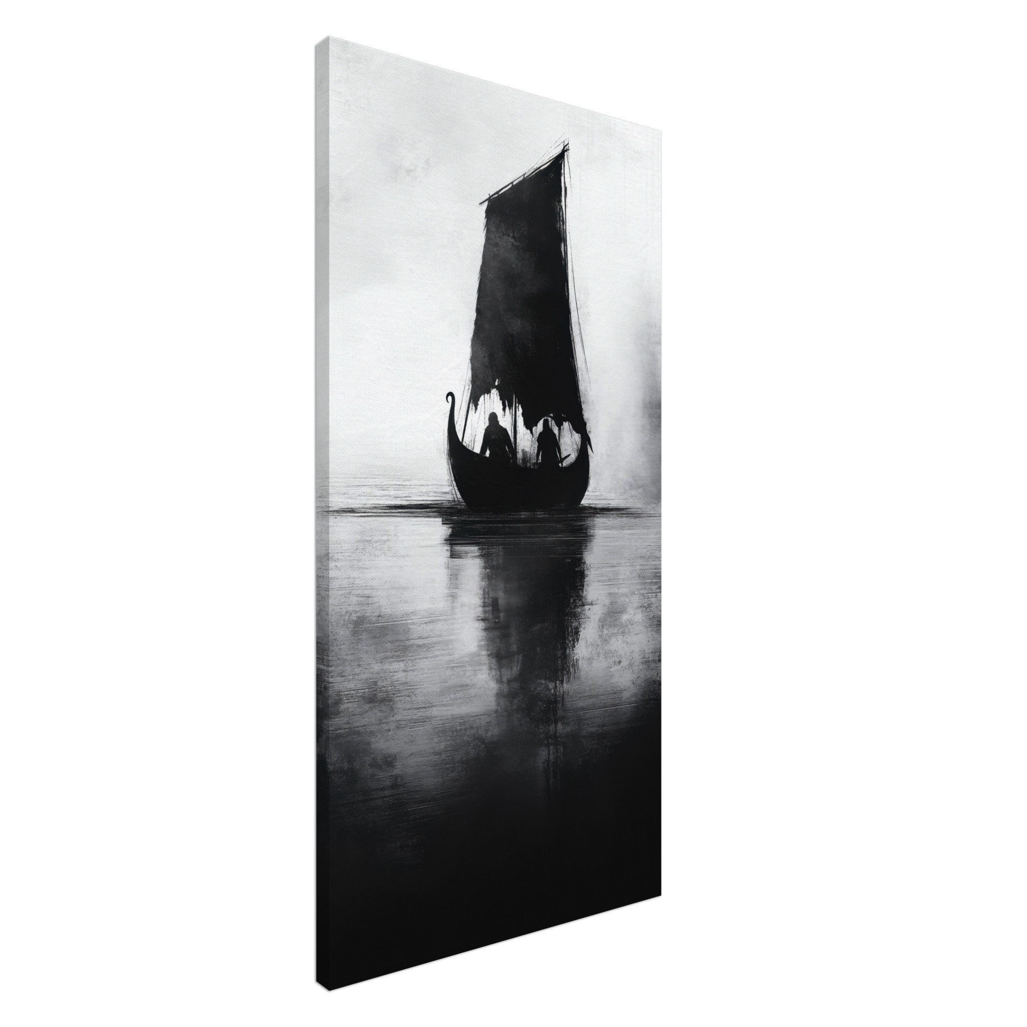 Canvas Portrait - The Ghostly Viking Longship Dark Nordic Ink Met 4 - Shop Ai Art WebShop - Digital Art online Store