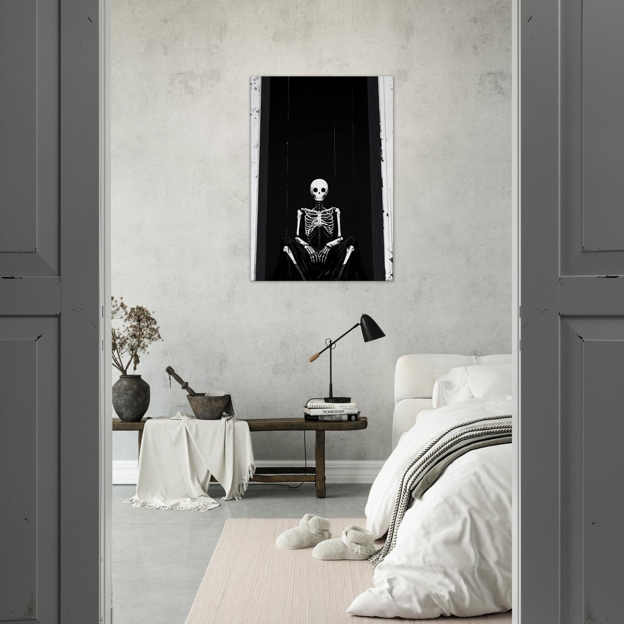 Canvas Portrait - The Hollow King A haunting minimalist piece feat - Shop Ai Art WebShop - Digital Art online Store