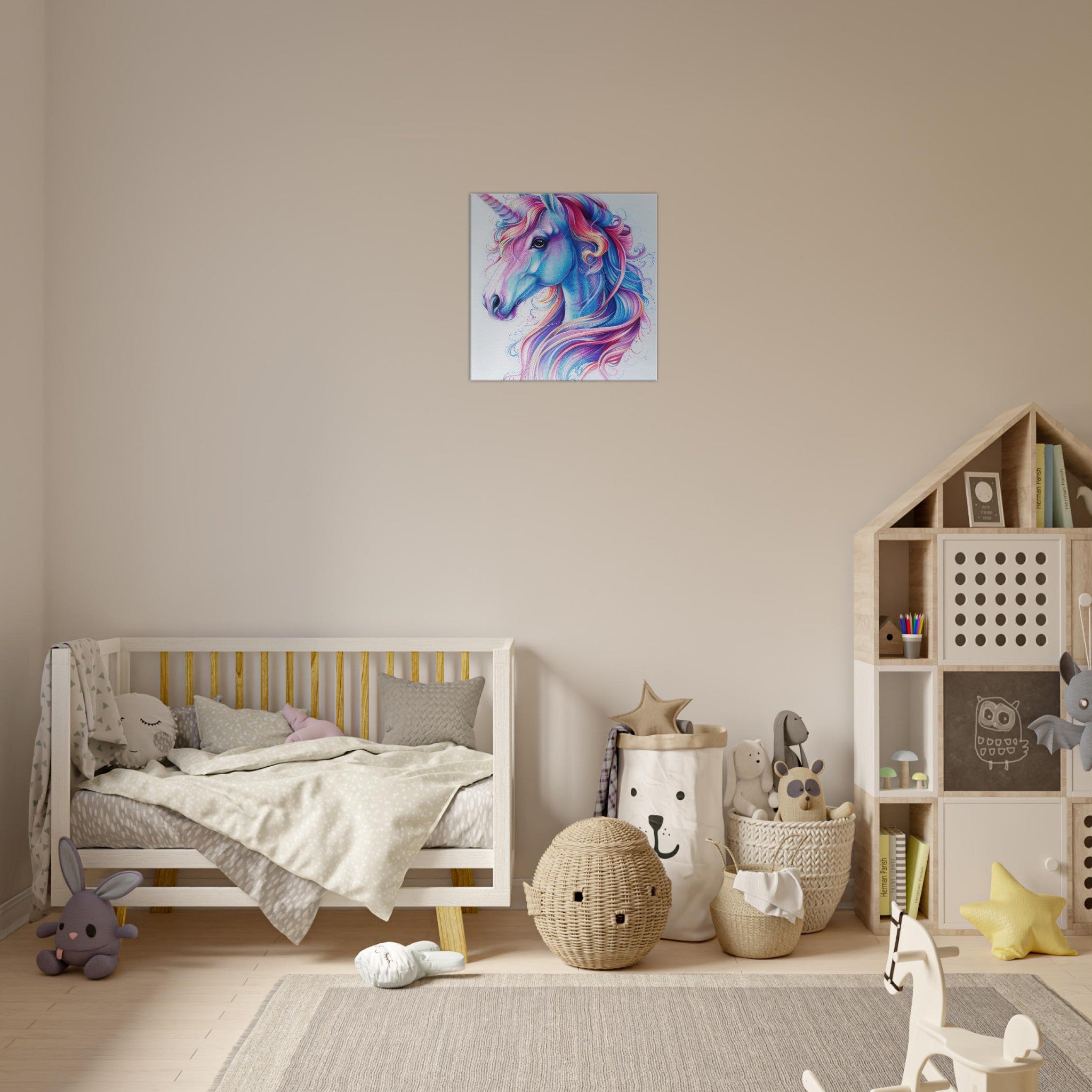 Canvas Square - Children Kids Room Art Unicorn Fantasy 2 - Shop Ai Art WebShop - Digital Art online Store