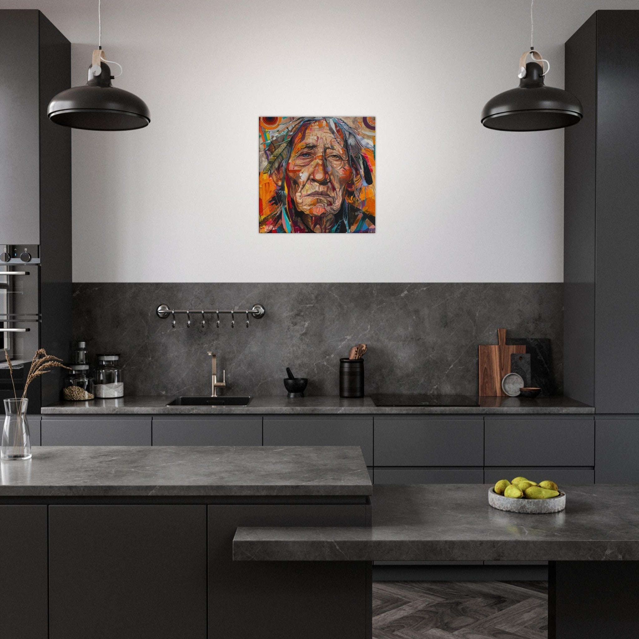Canvas Square - Expressionism art style American ancestors 3 - Shop Ai Art WebShop - Digital Art online Store