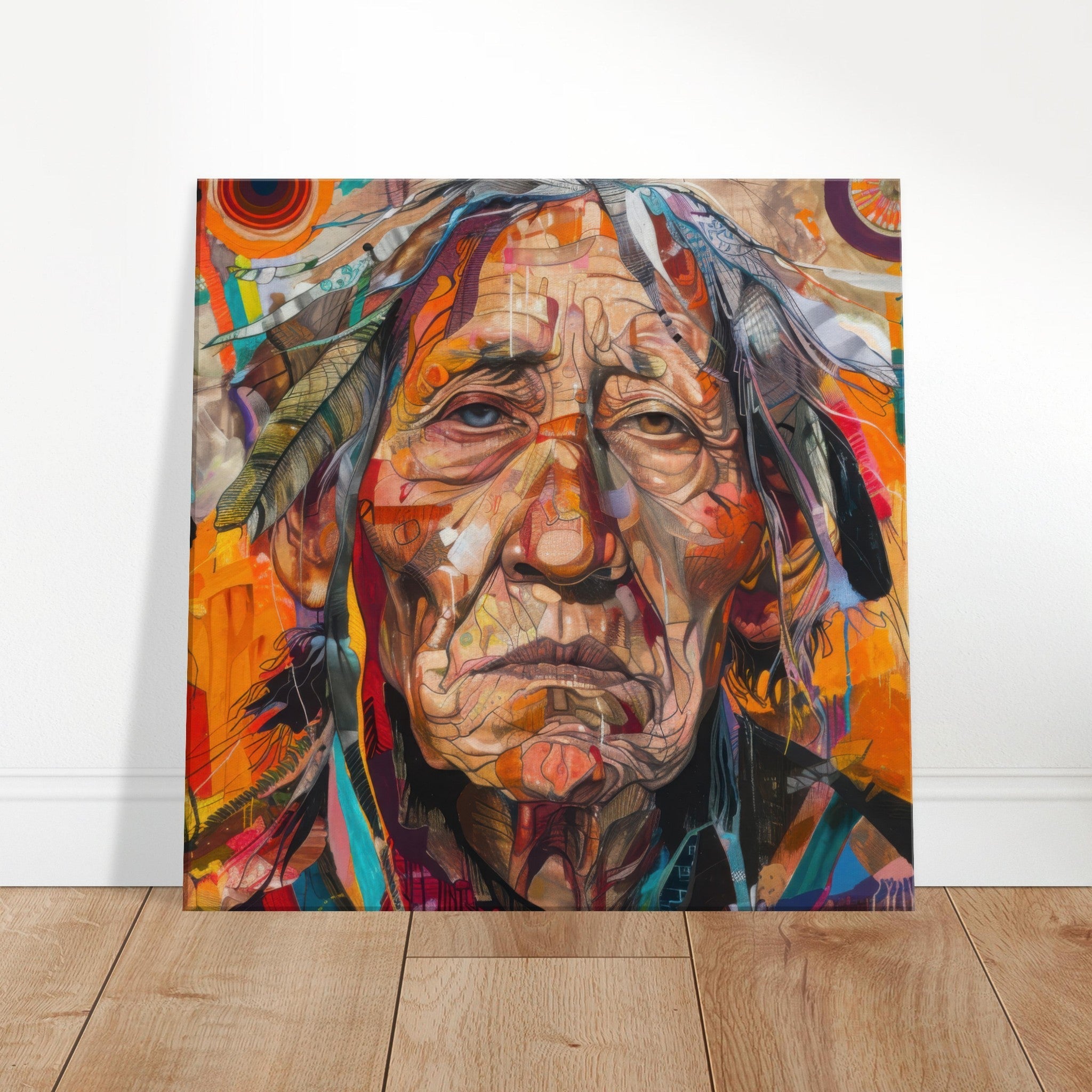Canvas Square - Expressionism art style American ancestors 3 - Shop Ai Art WebShop - Digital Art online Store