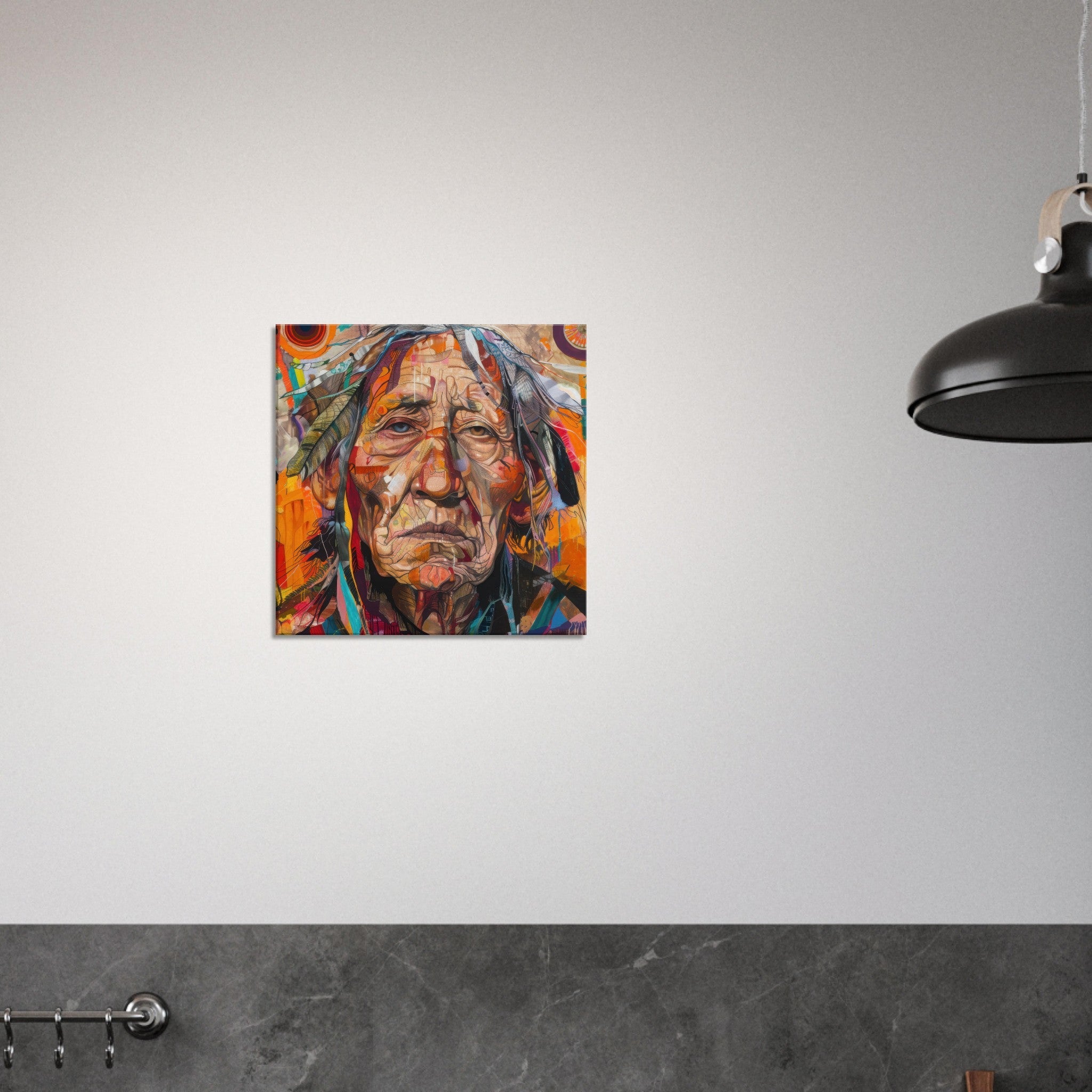 Canvas Square - Expressionism art style American ancestors 3 - Shop Ai Art WebShop - Digital Art online Store