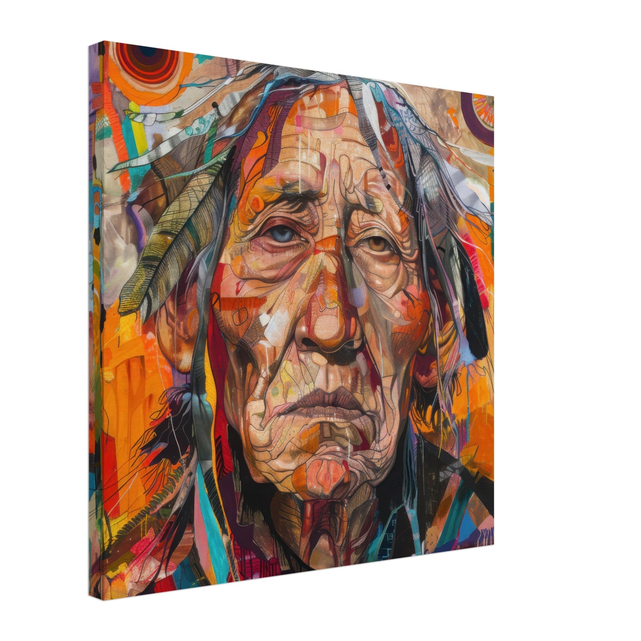 Canvas Square - Expressionism art style American ancestors 3 - Shop Ai Art WebShop - Digital Art online Store