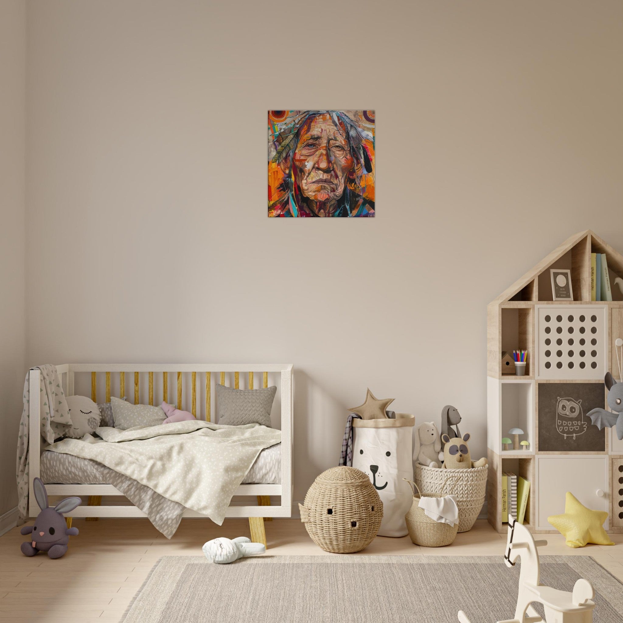 Canvas Square - Expressionism art style American ancestors 3 - Shop Ai Art WebShop - Digital Art online Store