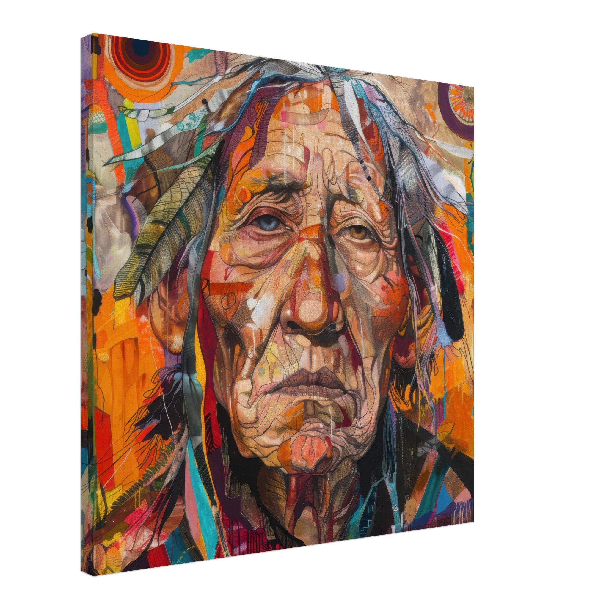 Canvas Square - Expressionism art style American ancestors 3 - Shop Ai Art WebShop - Digital Art online Store