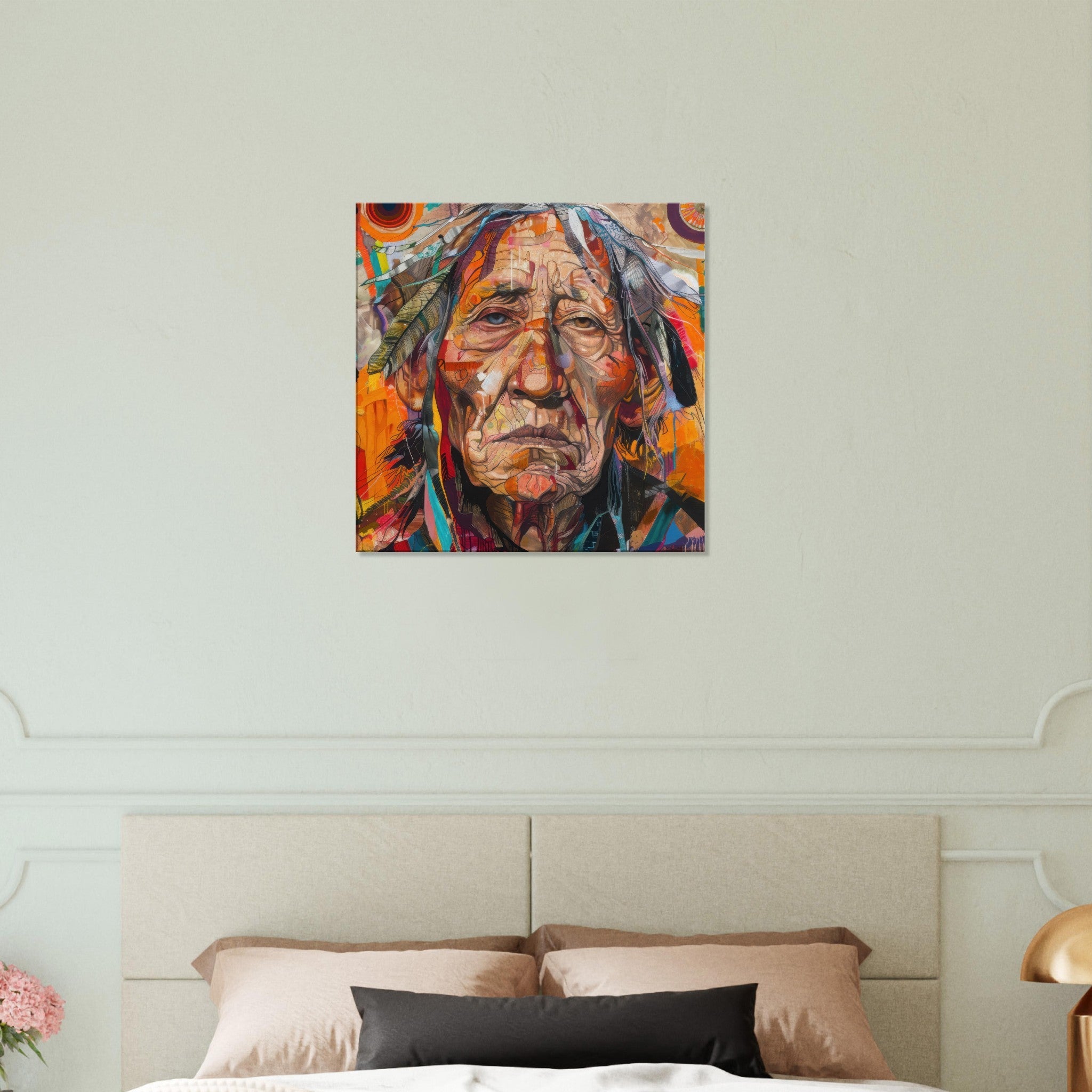 Canvas Square - Expressionism art style American ancestors 3 - Shop Ai Art WebShop - Digital Art online Store