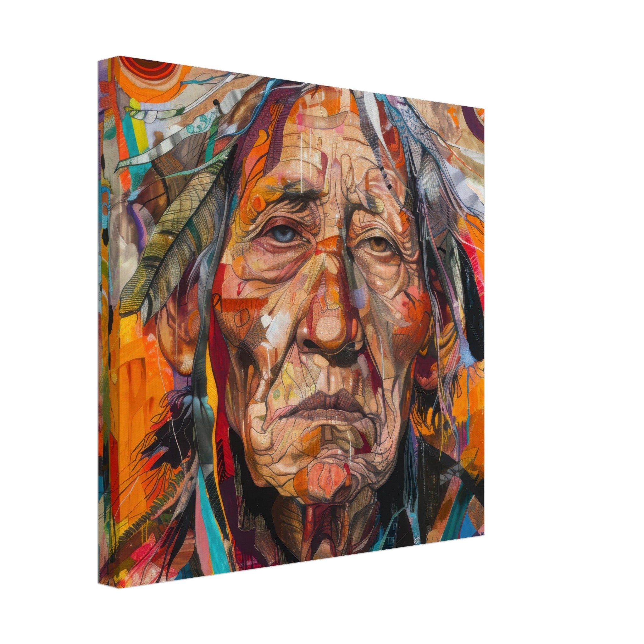 Canvas Square - Expressionism art style American ancestors 3 - Shop Ai Art WebShop - Digital Art online Store