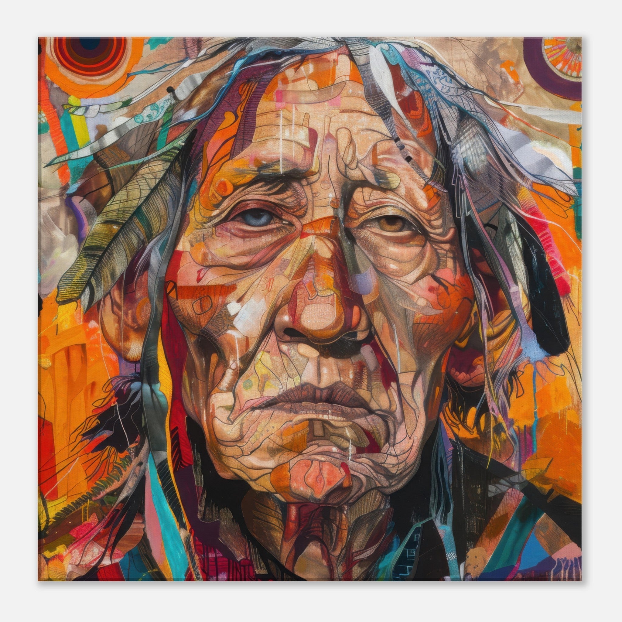 Canvas Square - Expressionism art style American ancestors 3 - Shop Ai Art WebShop - Digital Art online Store