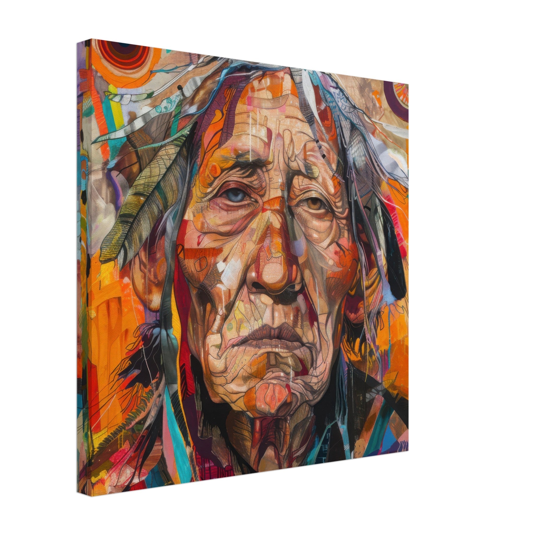 Canvas Square - Expressionism art style American ancestors 3 - Shop Ai Art WebShop - Digital Art online Store