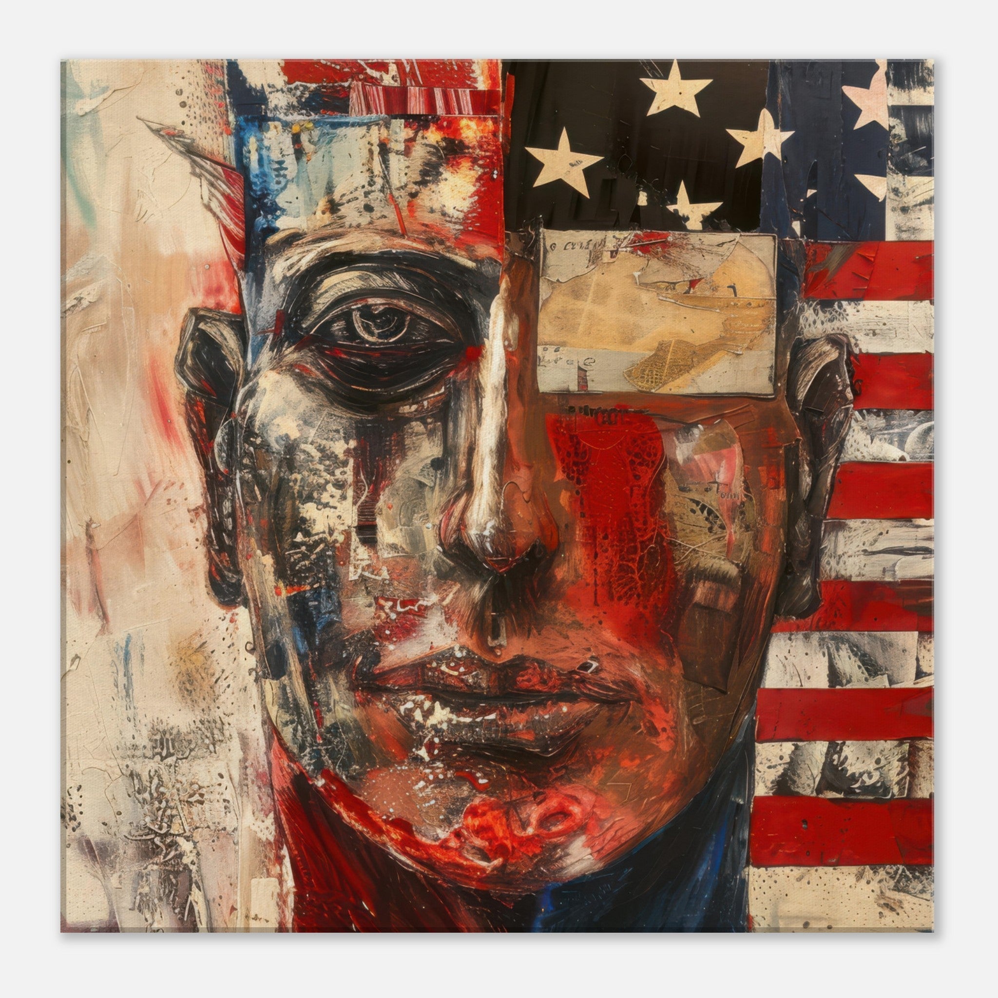 Canvas Square - Expressionism art style American ancestors - Shop Ai Art WebShop - Digital Art online Store