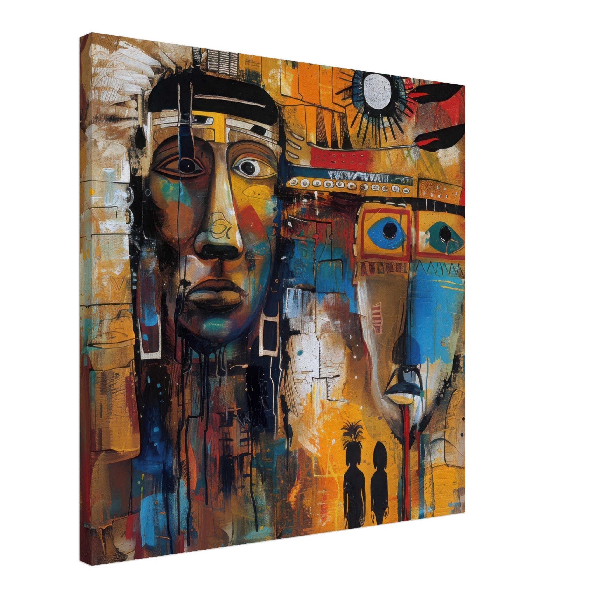 Canvas Square - Expressionism art style Native Americans ancestors 4 - Shop Ai Art WebShop - Digital Art online Store