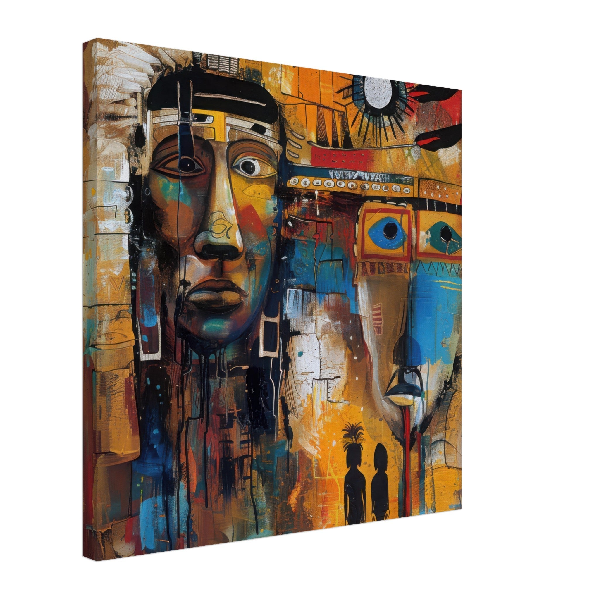 Canvas Square - Expressionism art style Native Americans ancestors 4 - Shop Ai Art WebShop - Digital Art online Store