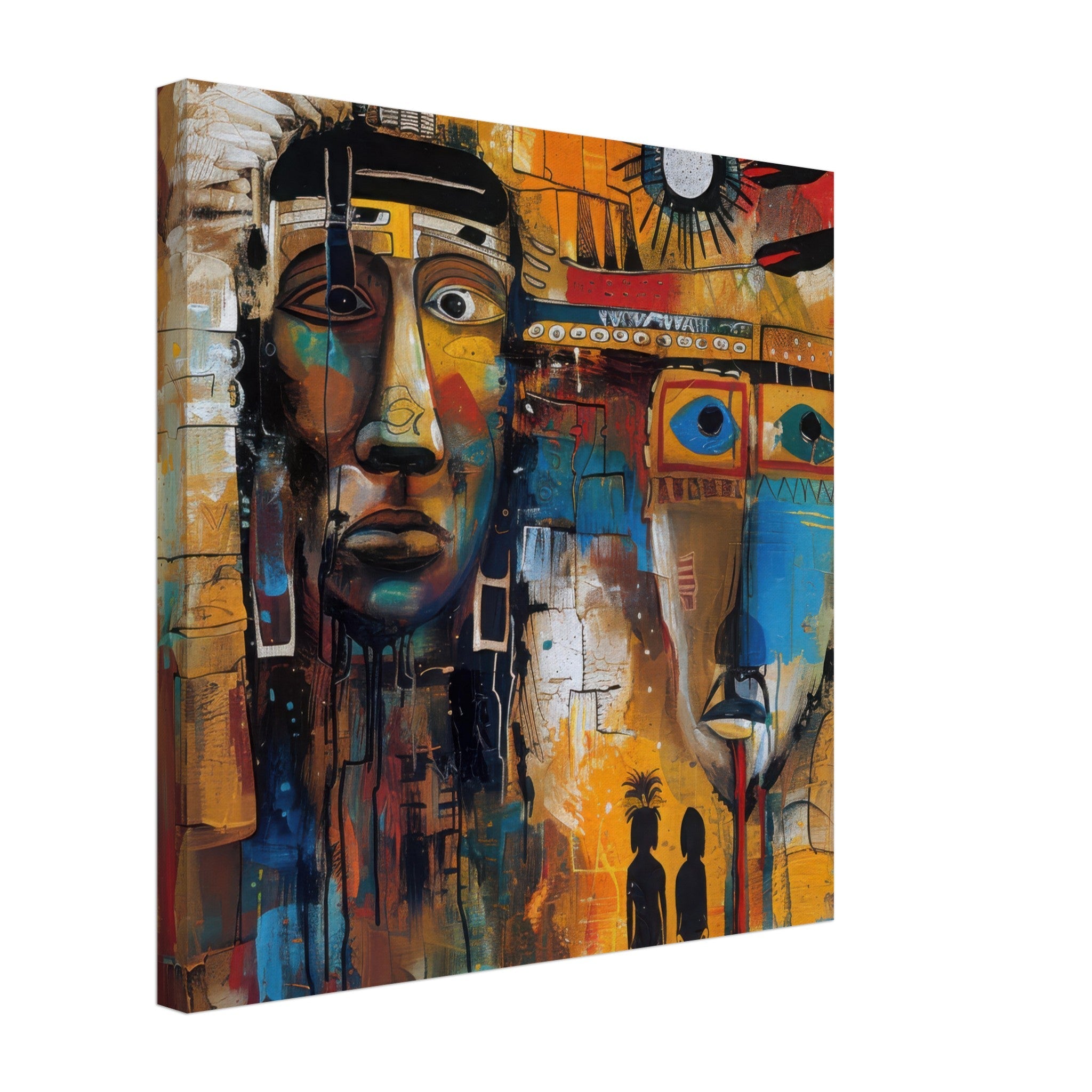 Canvas Square - Expressionism art style Native Americans ancestors 4 - Shop Ai Art WebShop - Digital Art online Store