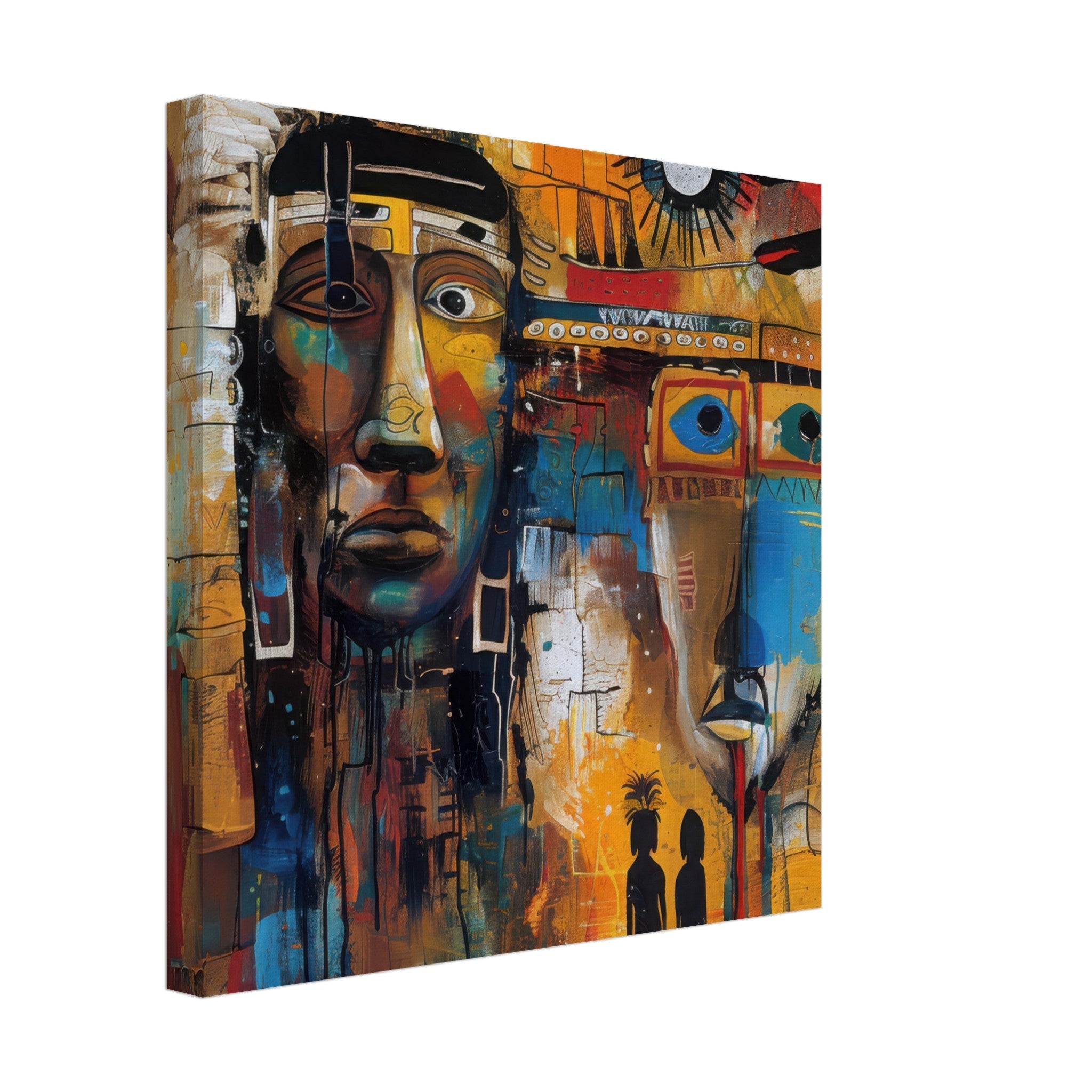 Canvas Square - Expressionism art style Native Americans ancestors 4 - Shop Ai Art WebShop - Digital Art online Store