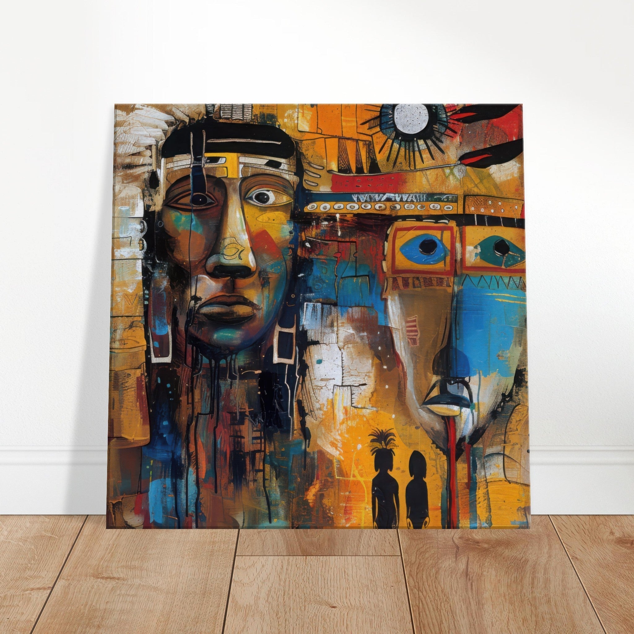 Canvas Square - Expressionism art style Native Americans ancestors 4 - Shop Ai Art WebShop - Digital Art online Store
