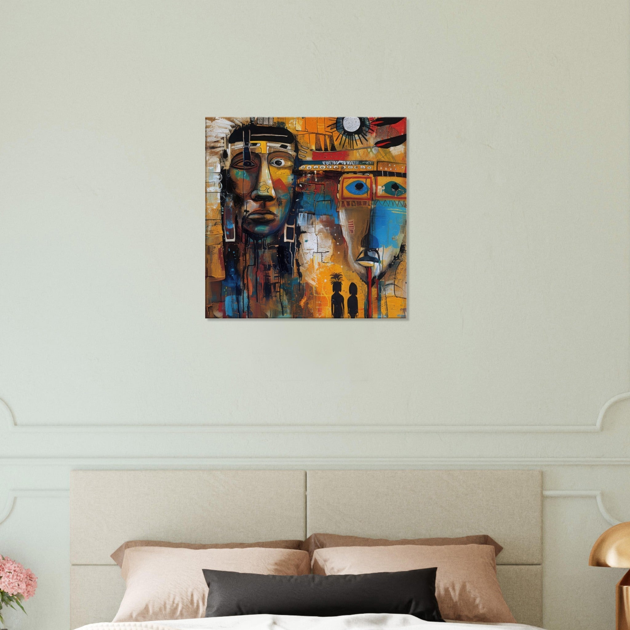 Canvas Square - Expressionism art style Native Americans ancestors 4 - Shop Ai Art WebShop - Digital Art online Store