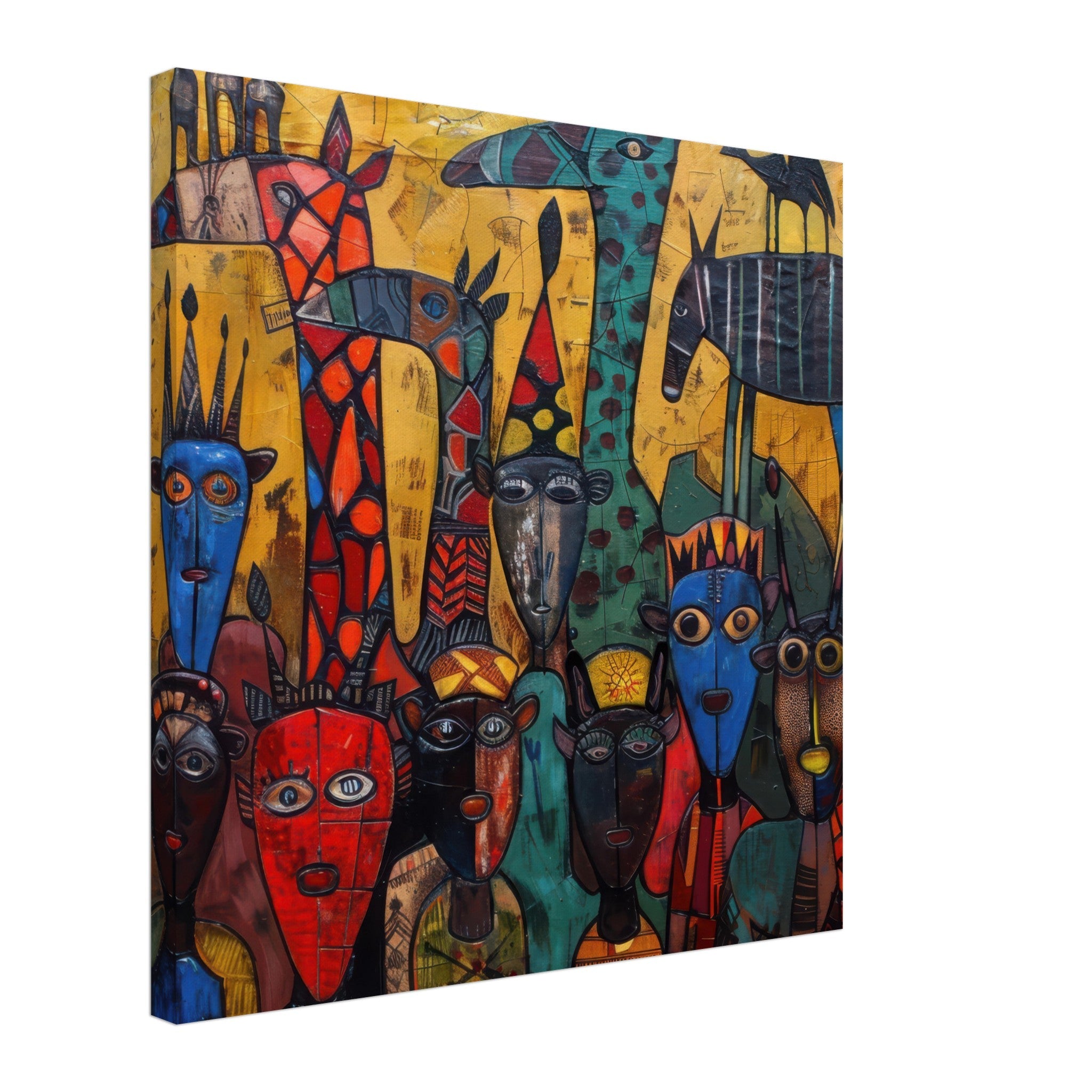 Canvas Square - Expressionism art style Ugandas ancestors 4 - Shop Ai Art WebShop - Digital Art online Store