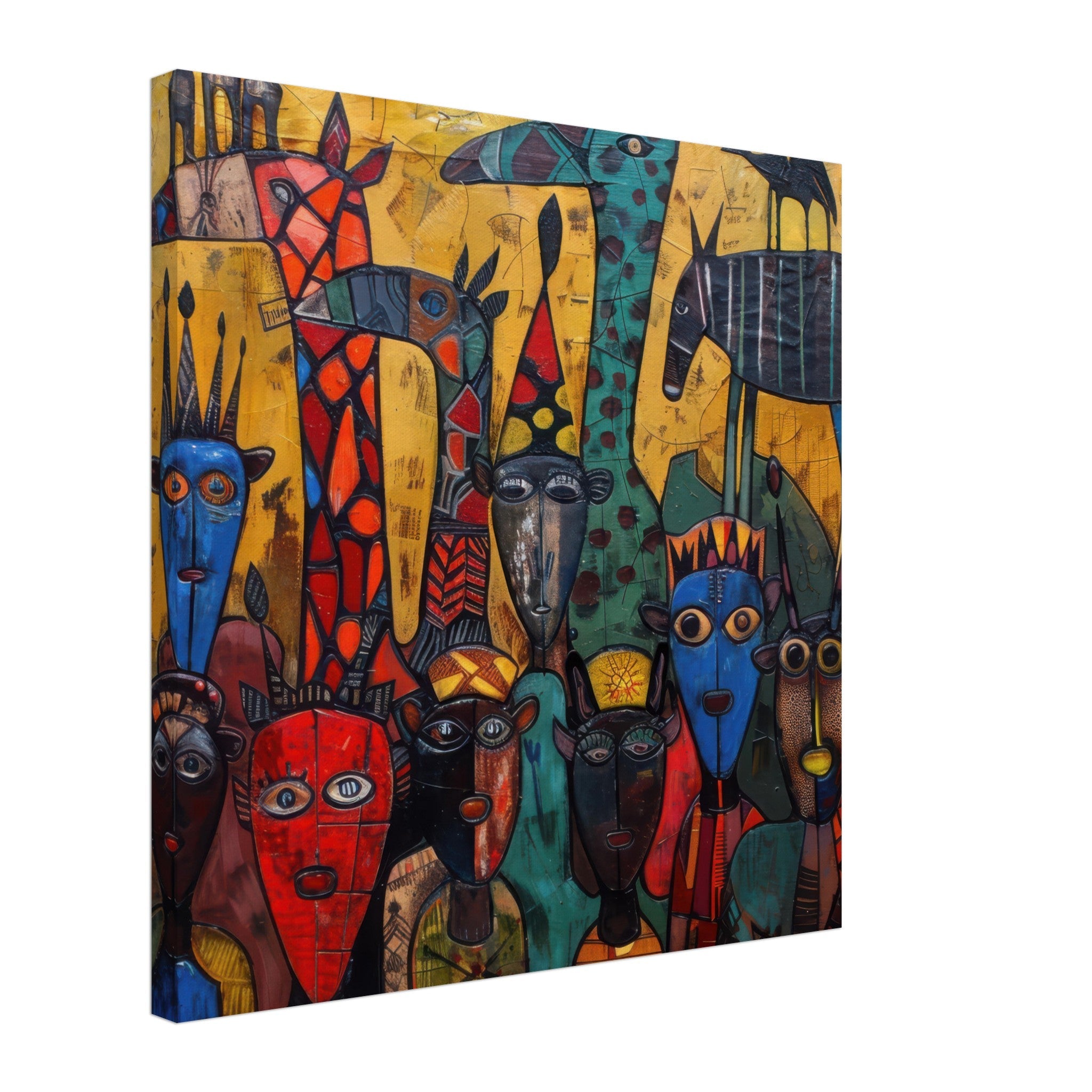 Canvas Square - Expressionism art style Ugandas ancestors 4 - Shop Ai Art WebShop - Digital Art online Store