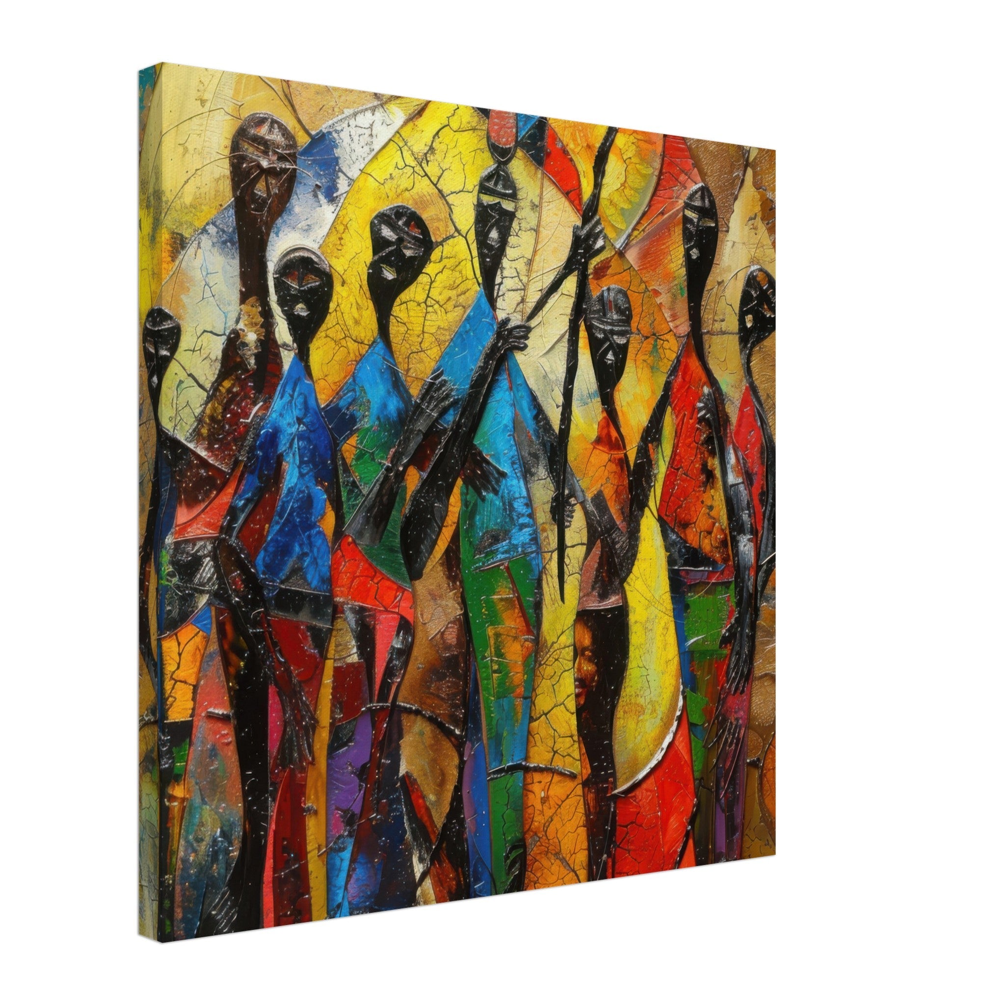 Canvas Square - Expressionism art style Ugandas ancestors - Shop Ai Art WebShop - Digital Art online Store