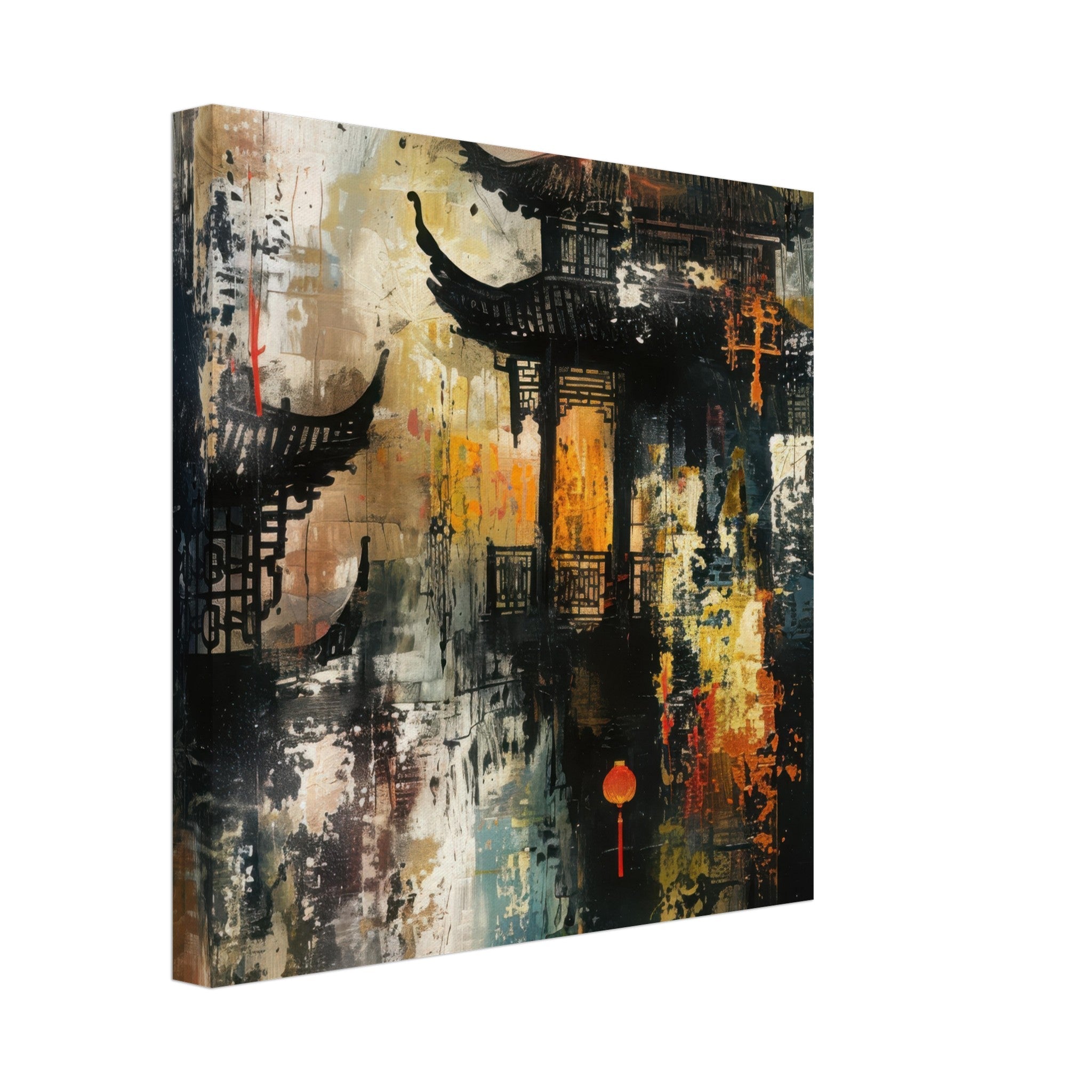 Canvas Square - Old culture of China in abstract style - Shop Ai Art WebShop - Digital Art online Store