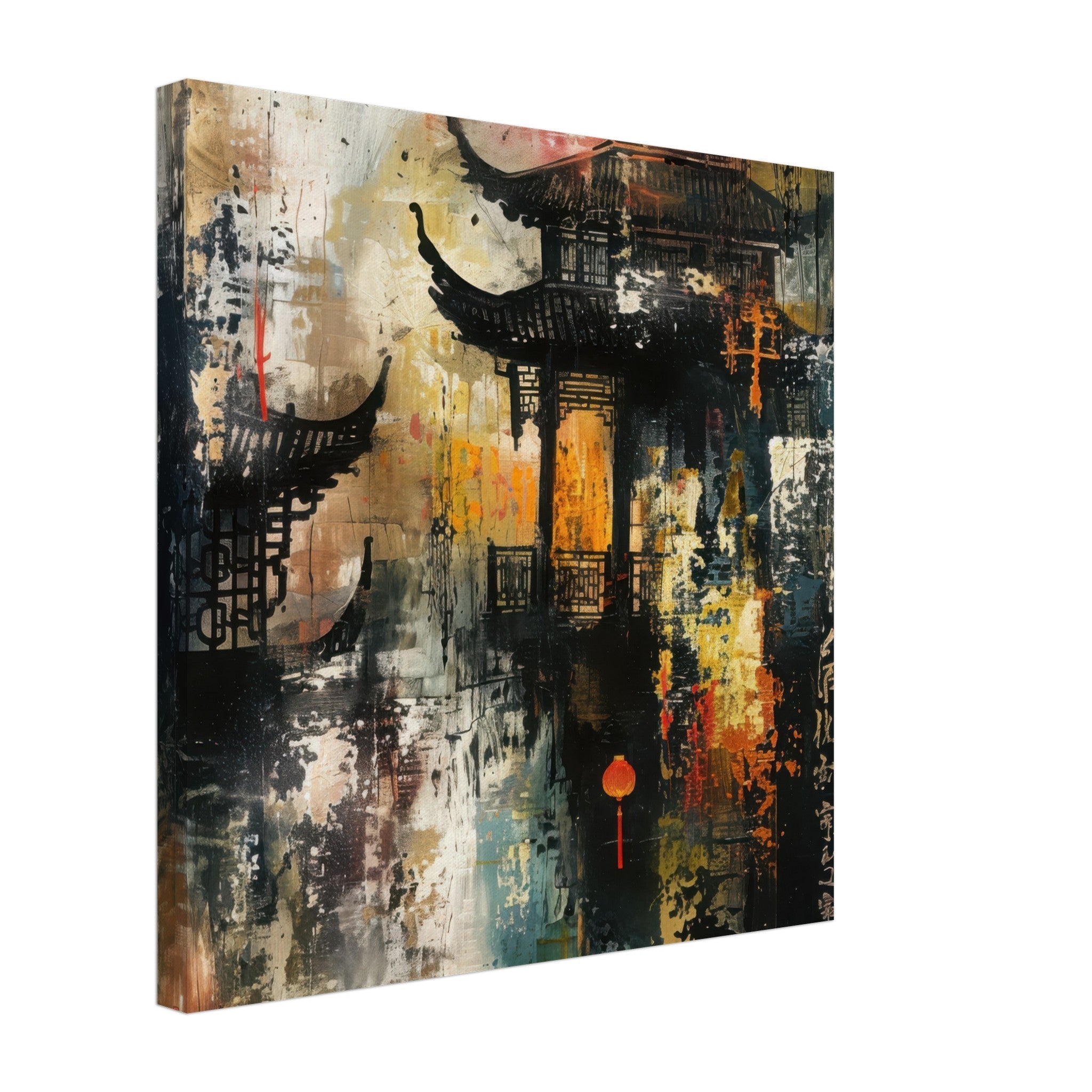 Canvas Square - Old culture of China in abstract style - Shop Ai Art WebShop - Digital Art online Store