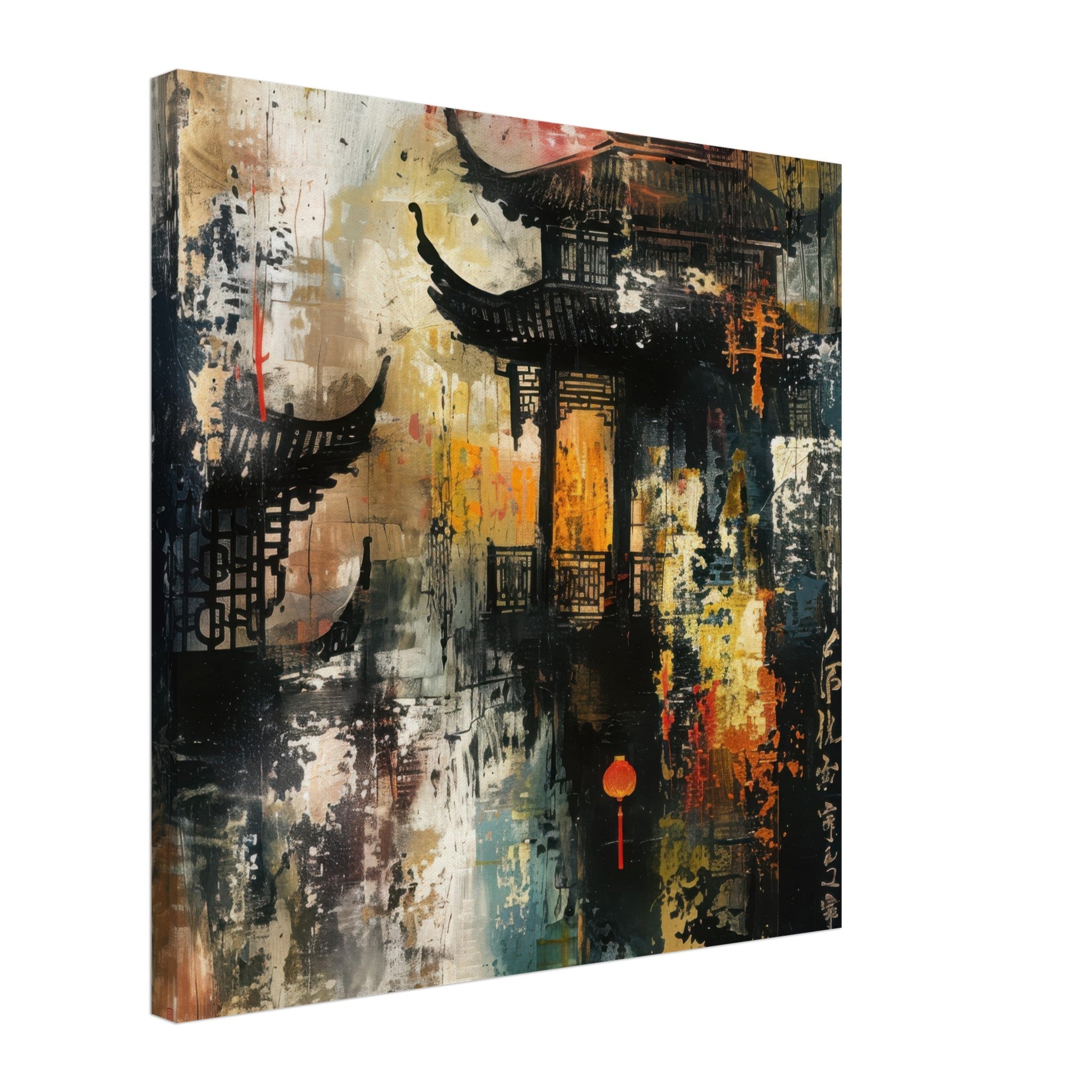 Canvas Square - Old culture of China in abstract style - Shop Ai Art WebShop - Digital Art online Store