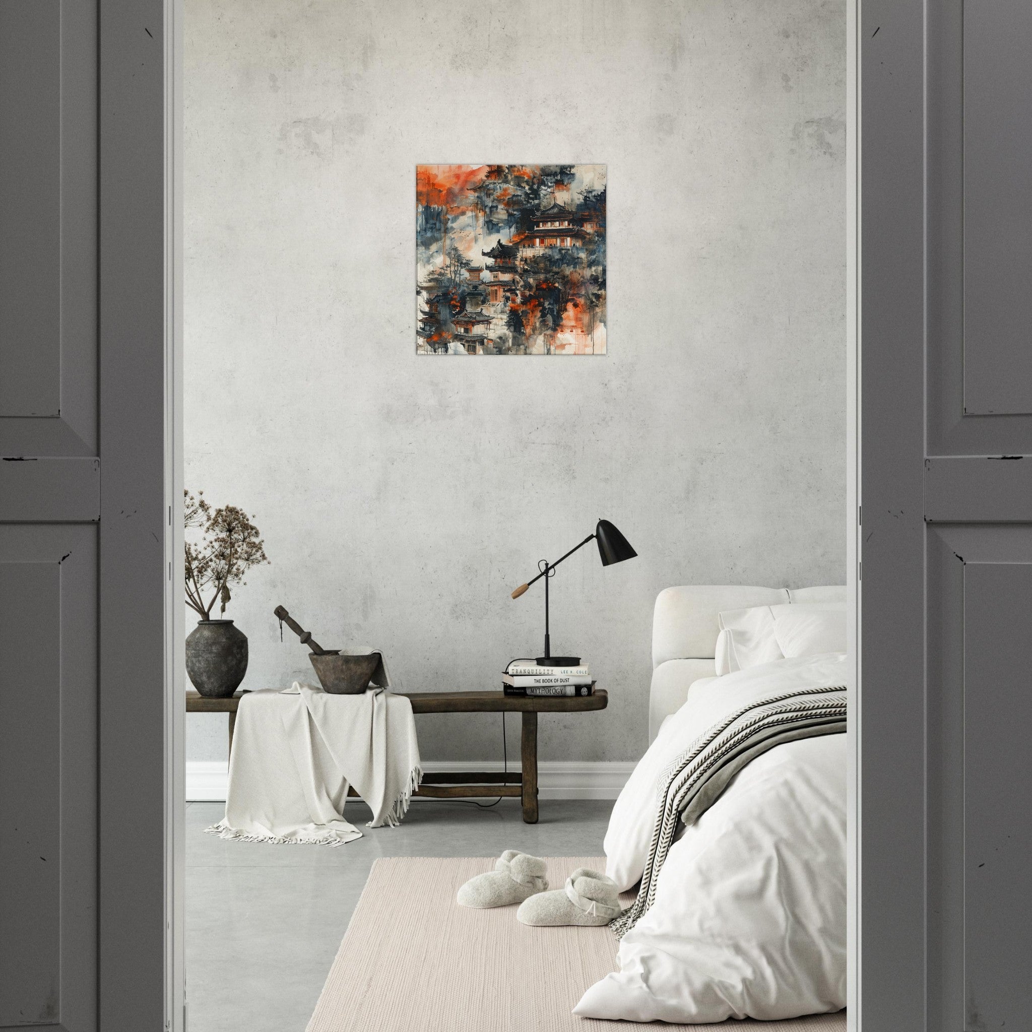 Canvas Square - Old culture of China in abstract style 3 - Shop Ai Art WebShop - Digital Art online Store