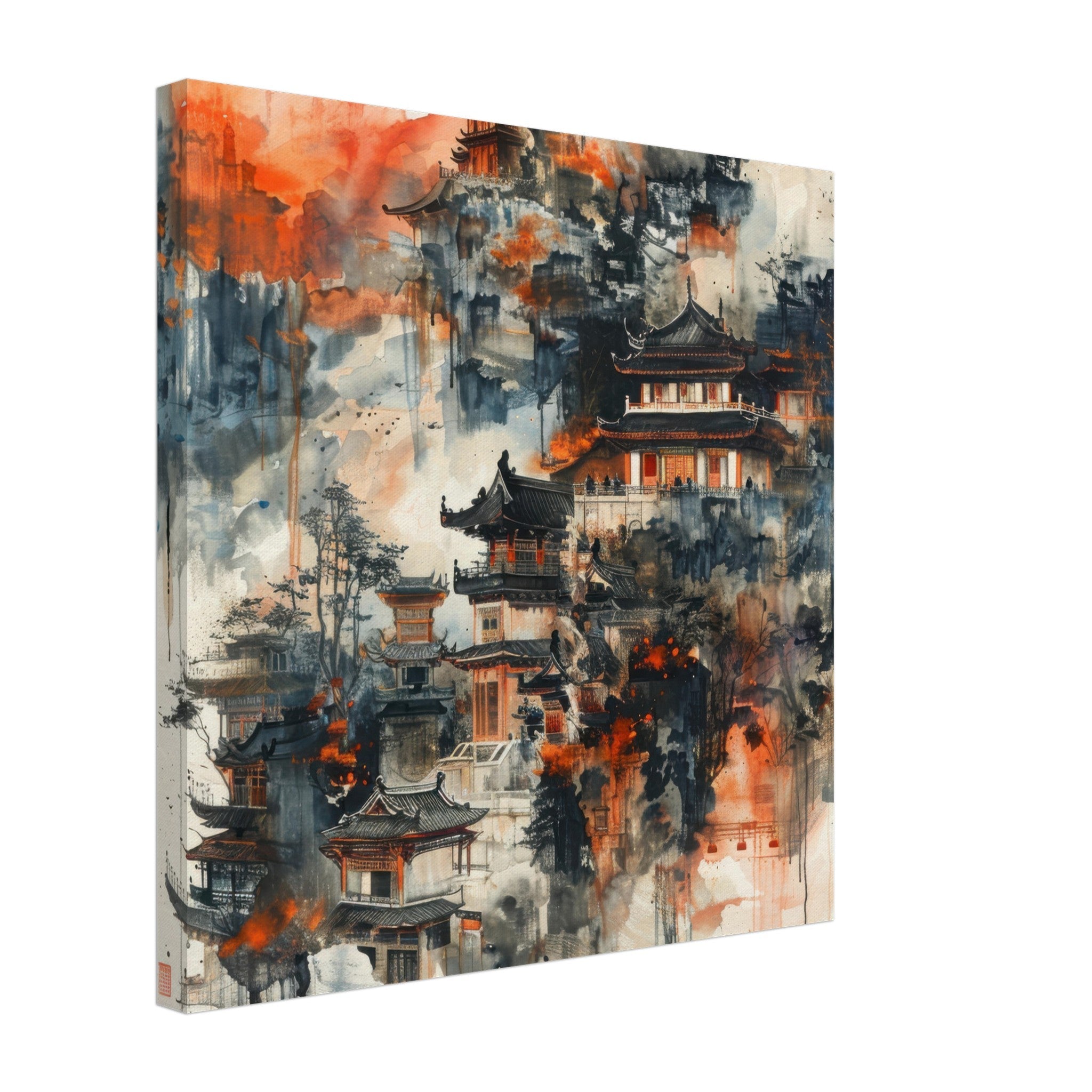 Canvas Square - Old culture of China in abstract style 3 - Shop Ai Art WebShop - Digital Art online Store