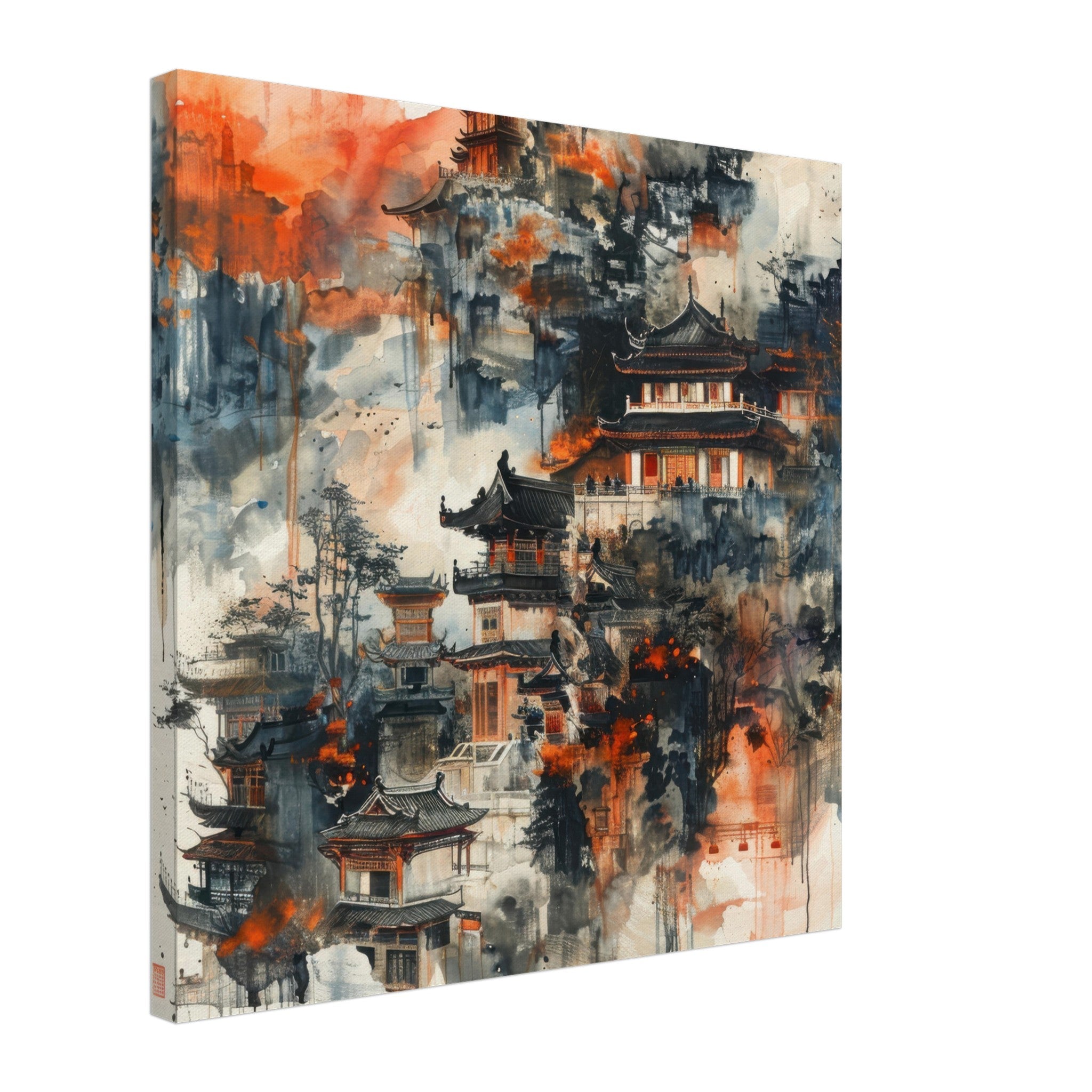 Canvas Square - Old culture of China in abstract style 3 - Shop Ai Art WebShop - Digital Art online Store