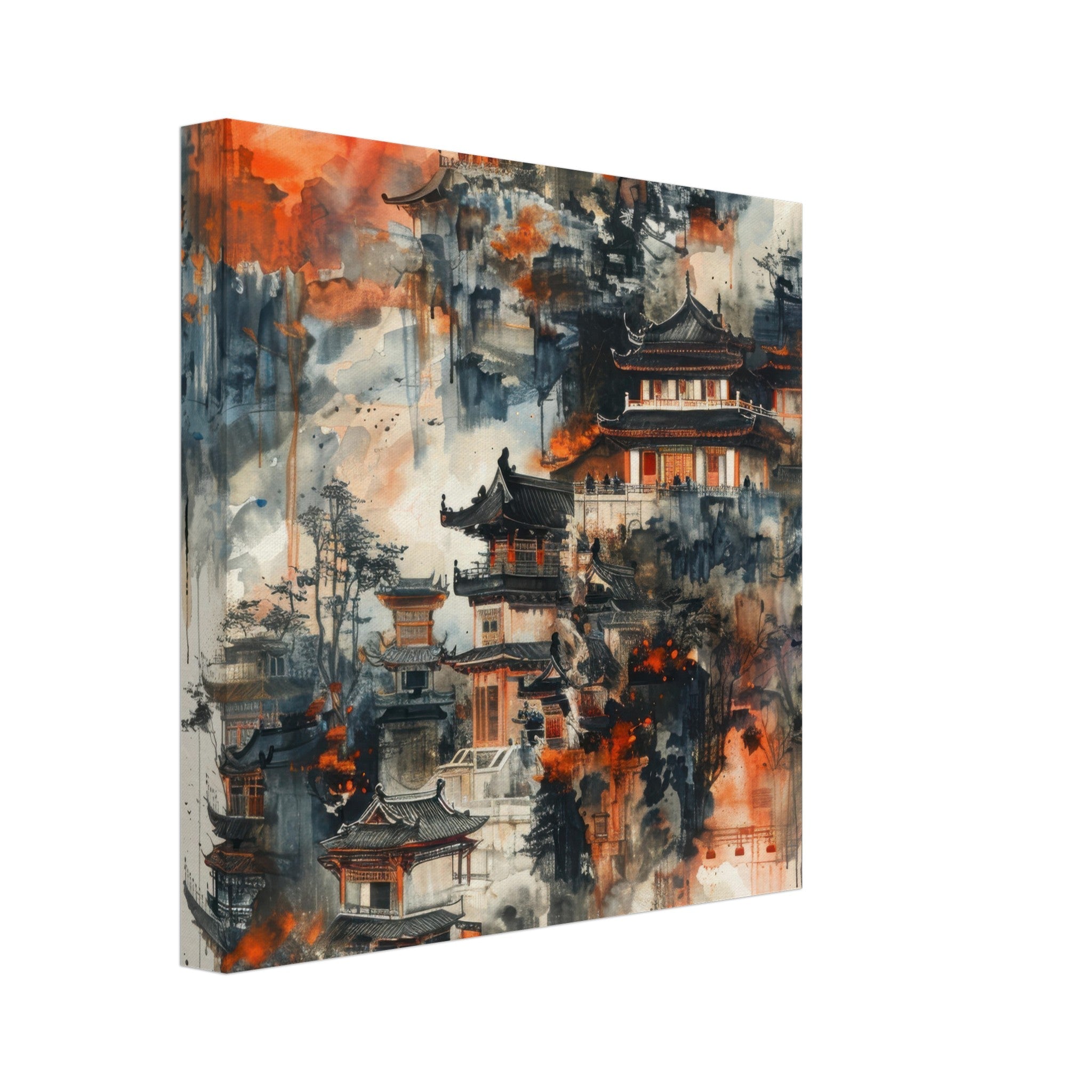 Canvas Square - Old culture of China in abstract style 3 - Shop Ai Art WebShop - Digital Art online Store