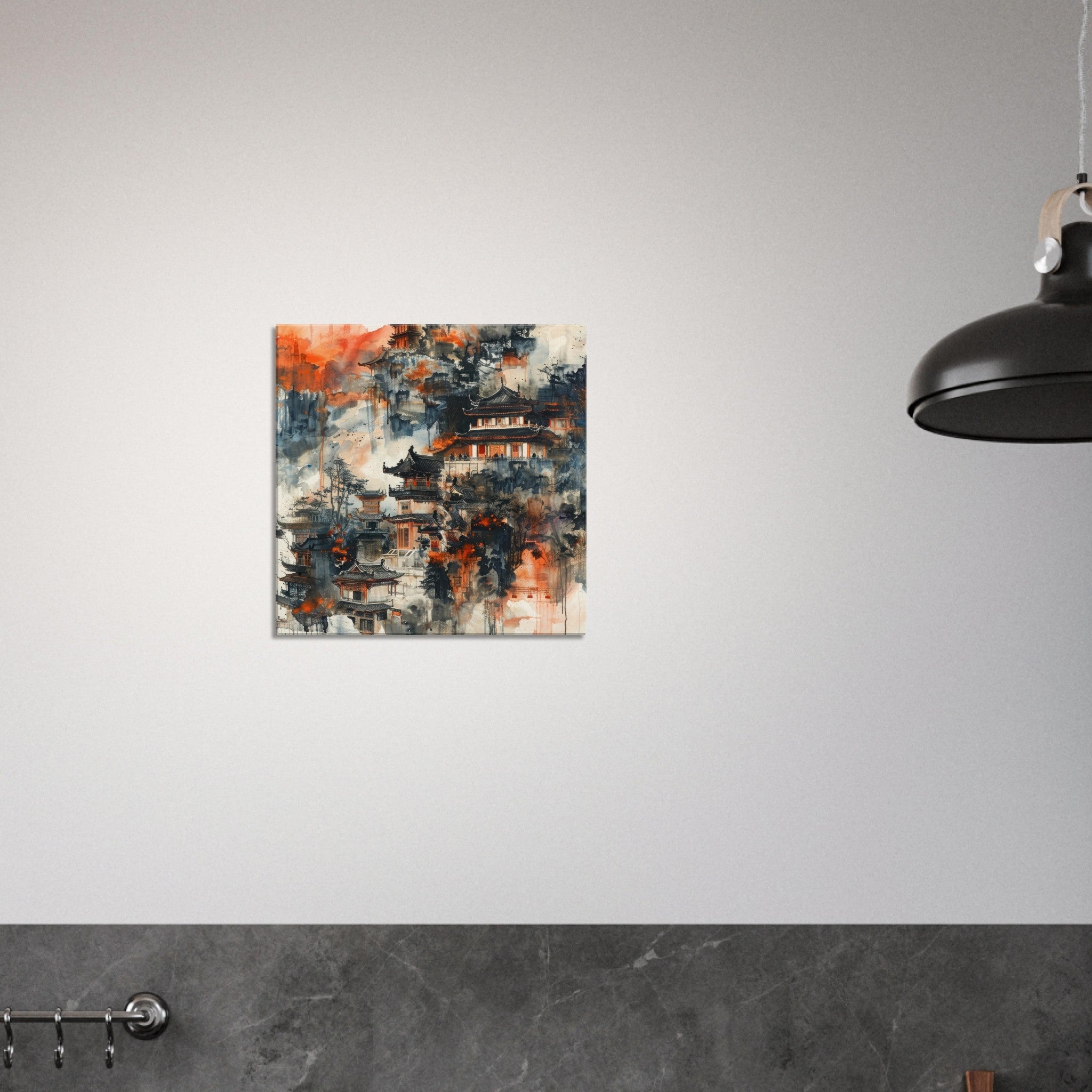 Canvas Square - Old culture of China in abstract style 3 - Shop Ai Art WebShop - Digital Art online Store