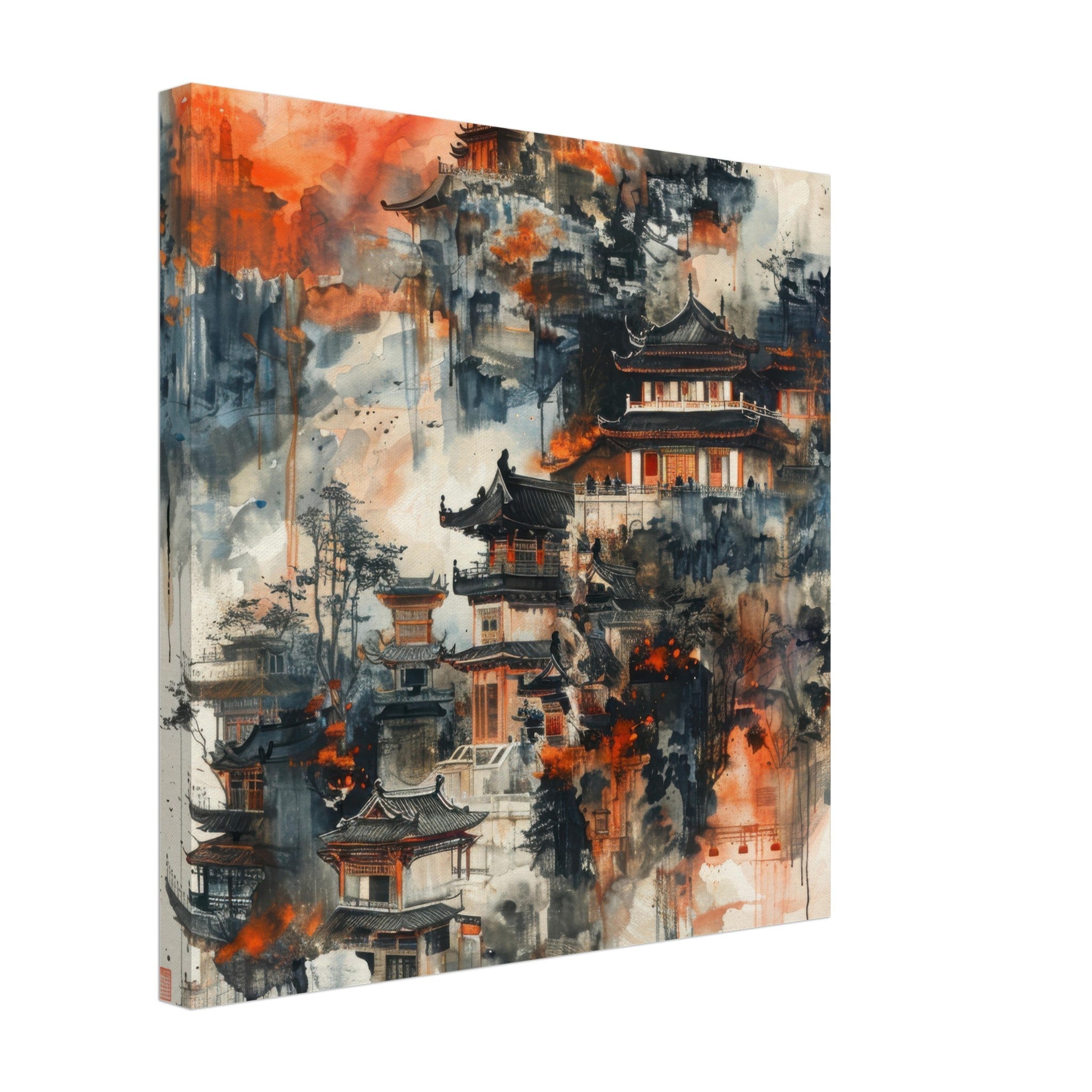 Canvas Square - Old culture of China in abstract style 3 - Shop Ai Art WebShop - Digital Art online Store