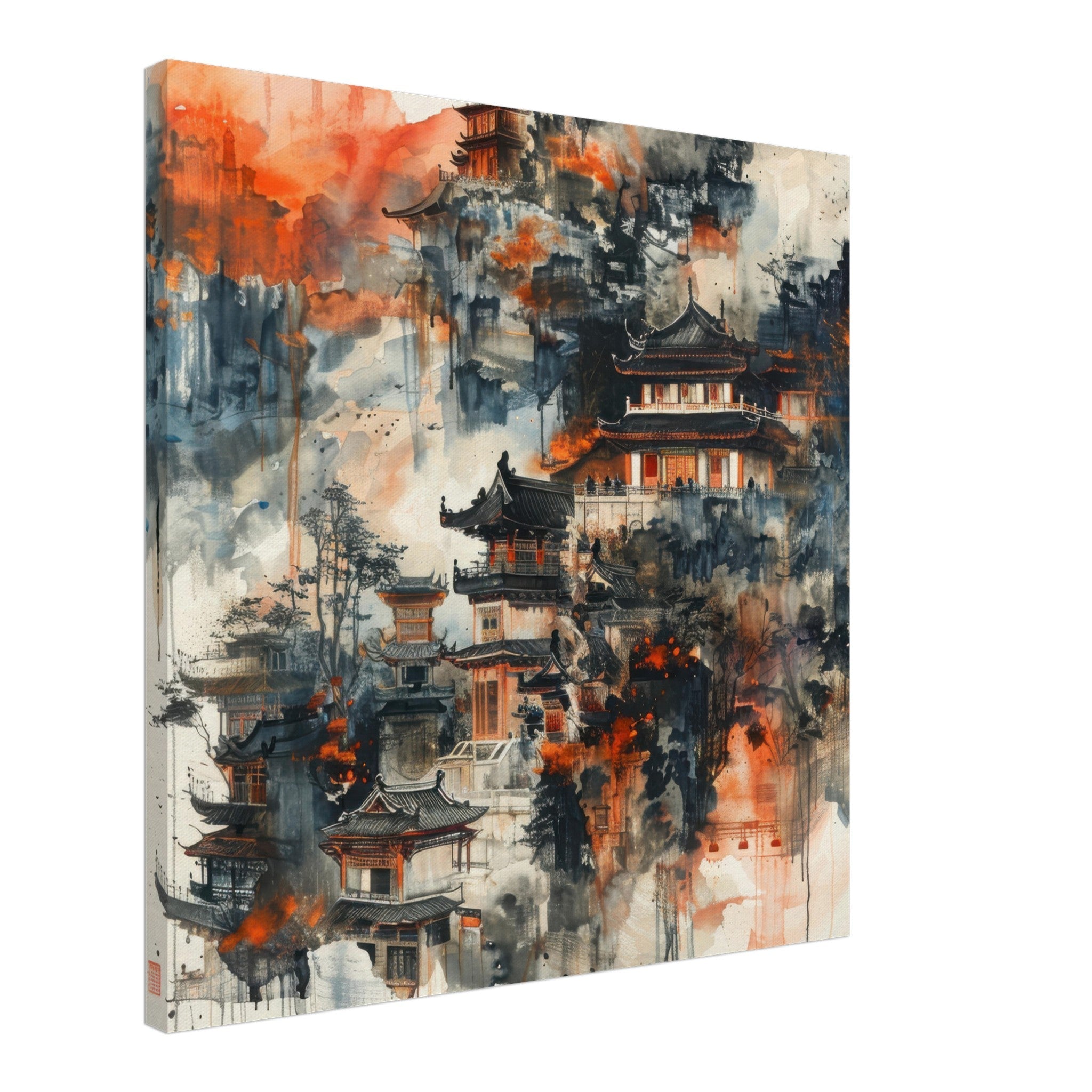 Canvas Square - Old culture of China in abstract style 3 - Shop Ai Art WebShop - Digital Art online Store