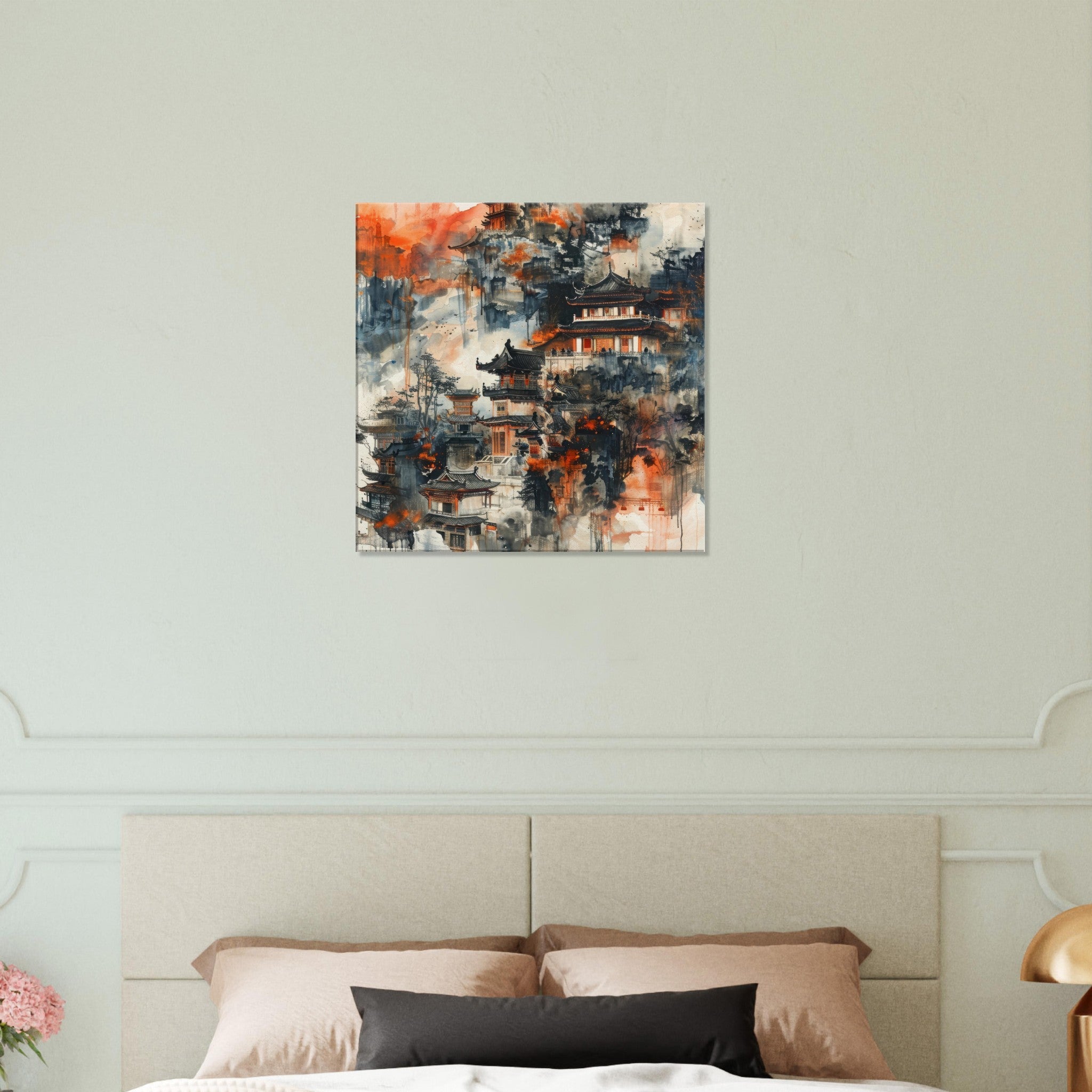 Canvas Square - Old culture of China in abstract style 3 - Shop Ai Art WebShop - Digital Art online Store