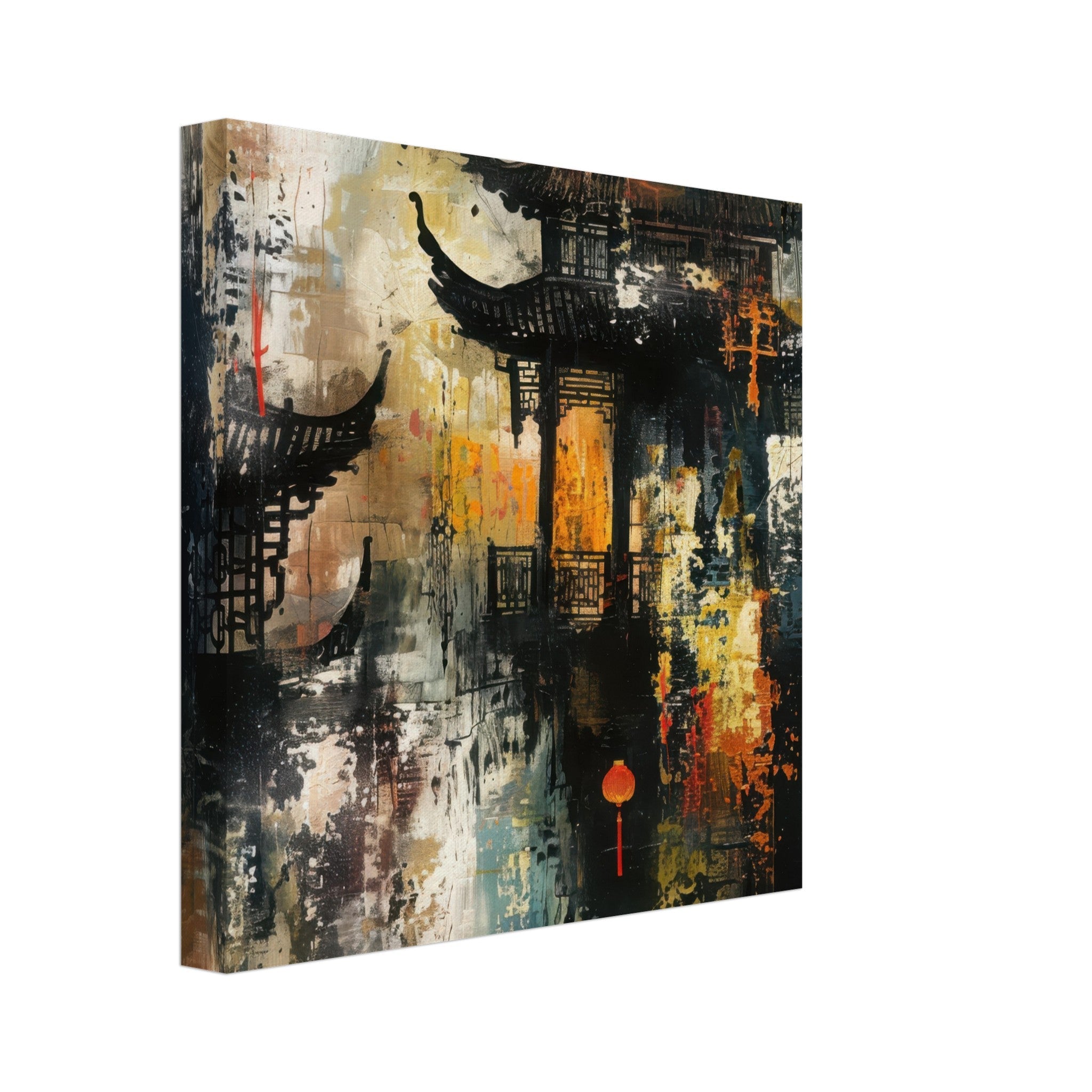Canvas Square - Old culture of China in abstract style - Shop Ai Art WebShop - Digital Art online Store