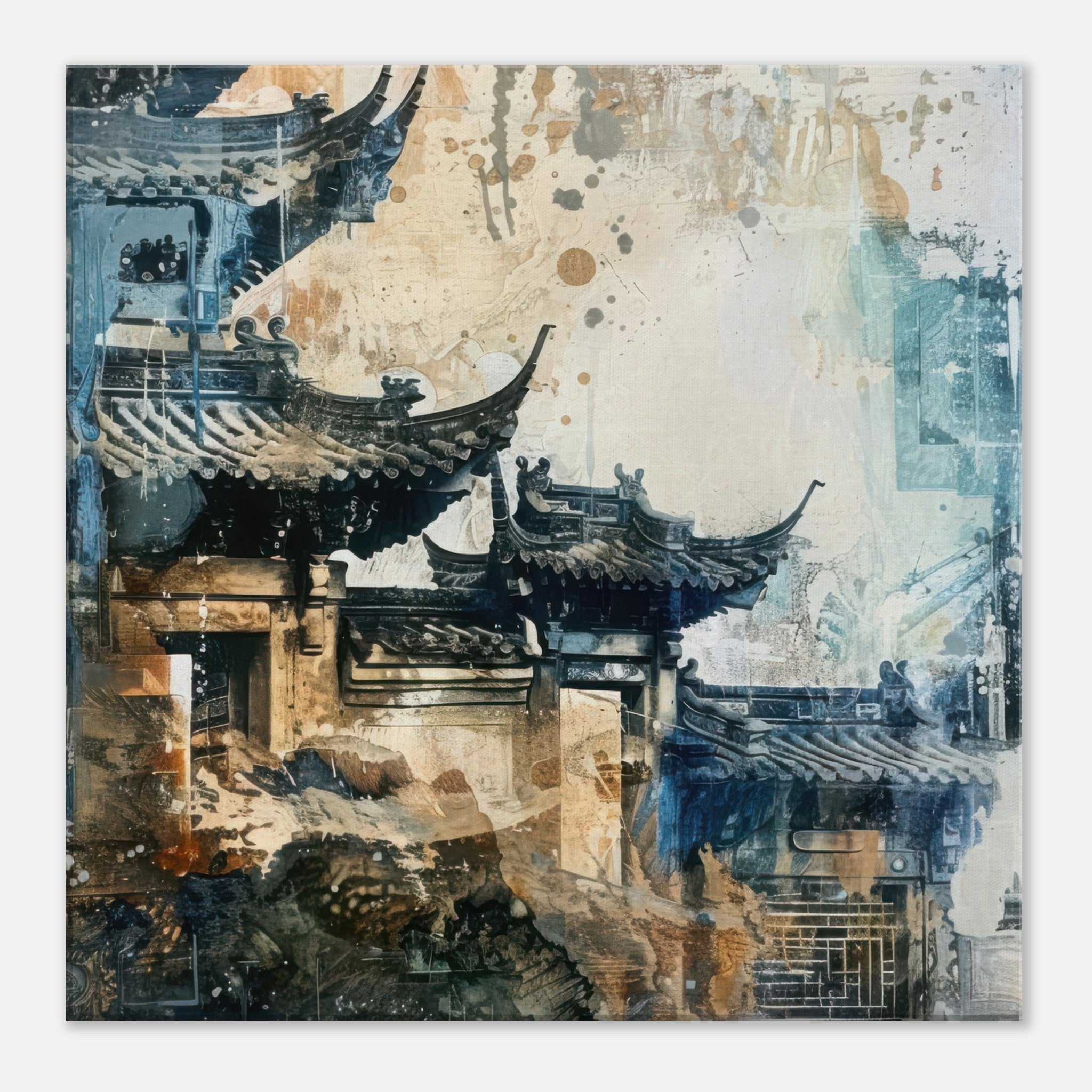 Canvas Square - Old culture of China in abstract style 5 - Shop Ai Art WebShop - Digital Art online Store